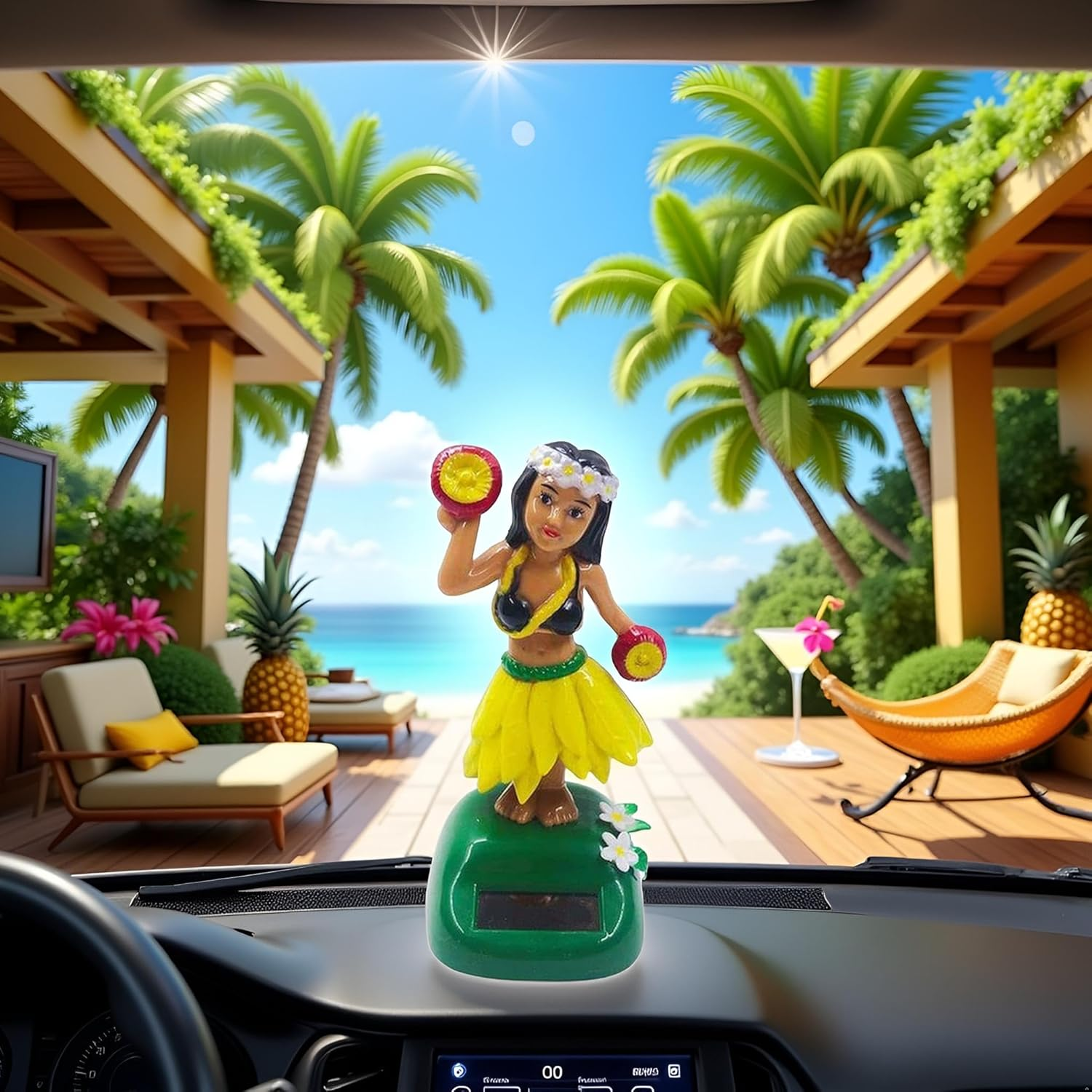 Solar Powered Hula Girl Dancing Figures Decoration, Swinging Hawaiian Girl Doll Car Dashboard Ornaments for Car Interior Home Party Decor Learning Portable image number 3