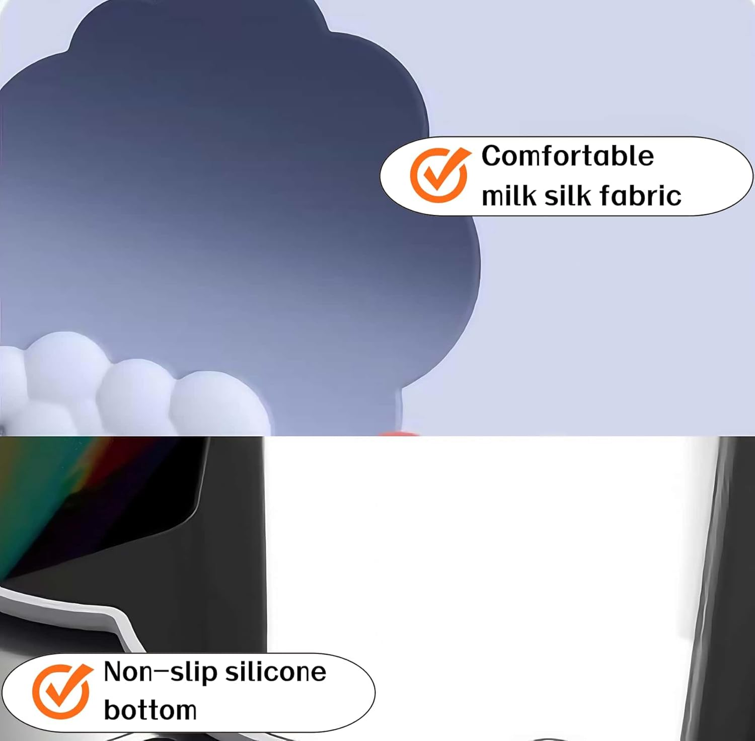 Cloud Wrist Rest Support Pad Set for Keyboard and Mouse, Cute Ergonomic Computer Gaming Accessories Arm Rest Cushion for Desk (Grey) image number 1