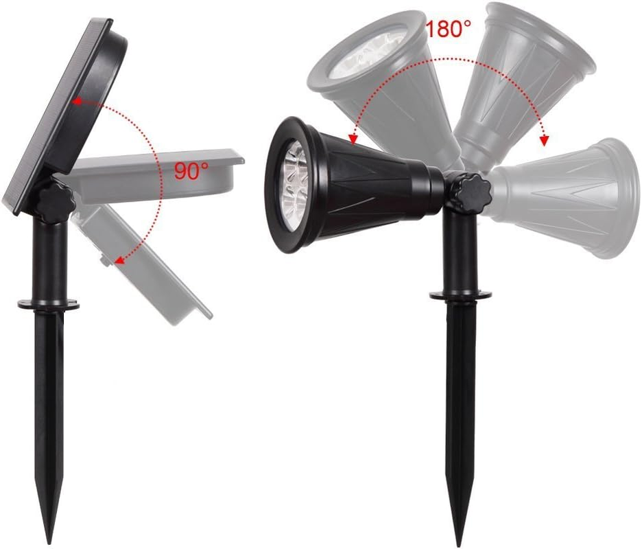 T-Sun Outdoor 4 LED Solar Lights, Waterproof Landscape Spotlight, Dark Sensing Auto On/Off, 180&deg; Adjustable Security Night Lamp for Tree Patio Yard Garden Driveway Corridor Lawn (2 Pack) image number 2