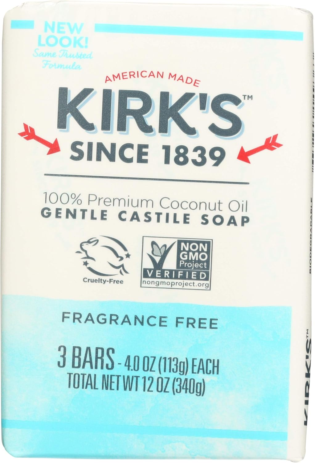Kirks Coco Castile Bar Soap, No Fragrance, 4 Ounce