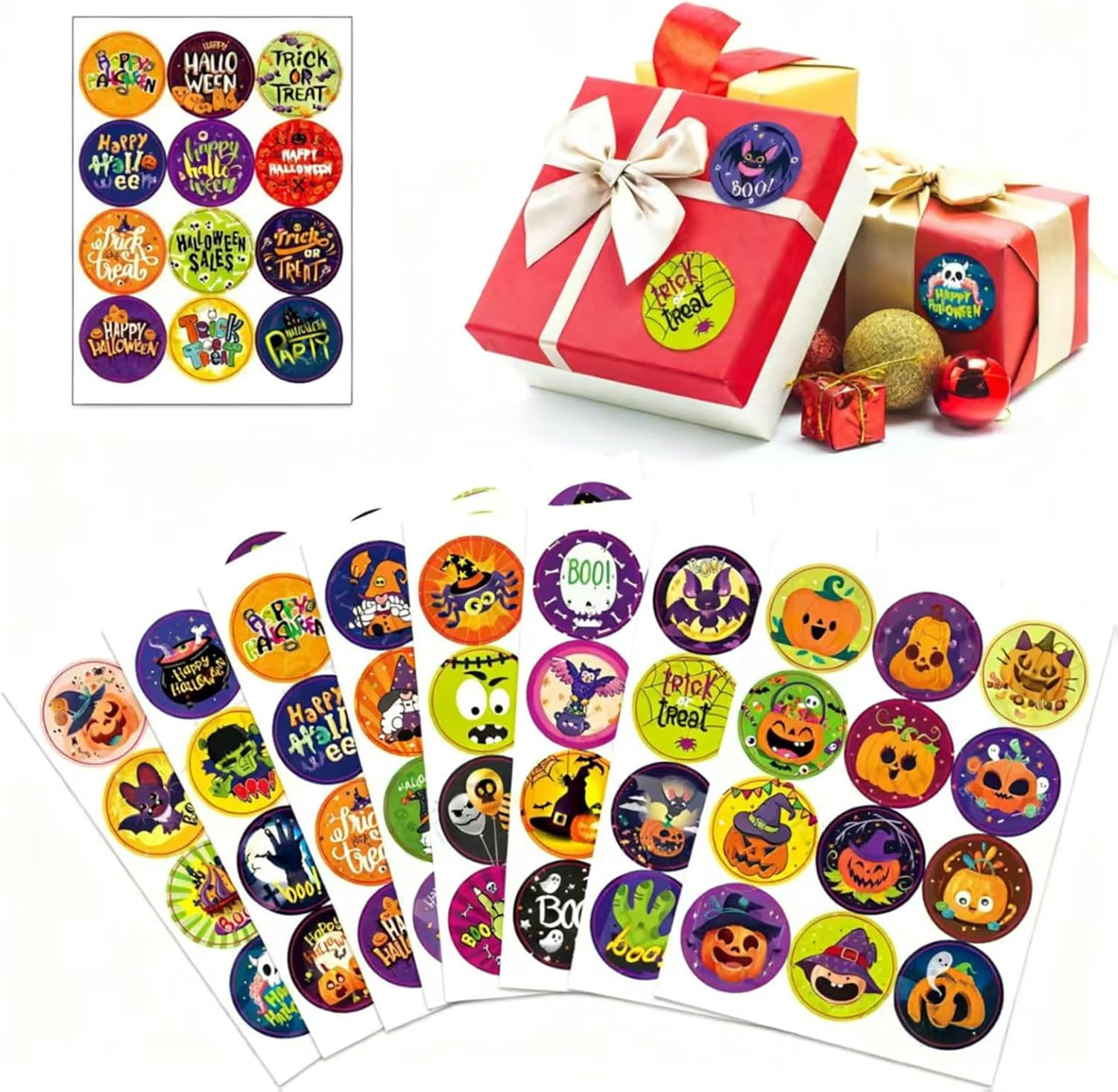 Halloween Sticker Bulk, 288 round Stickers (3.8Cm), Happy Halloween Stickers, Small Halloween Stickers, Suitable for Halloween Decorations, Crafts, Parties, and Gift Bags. image number 2