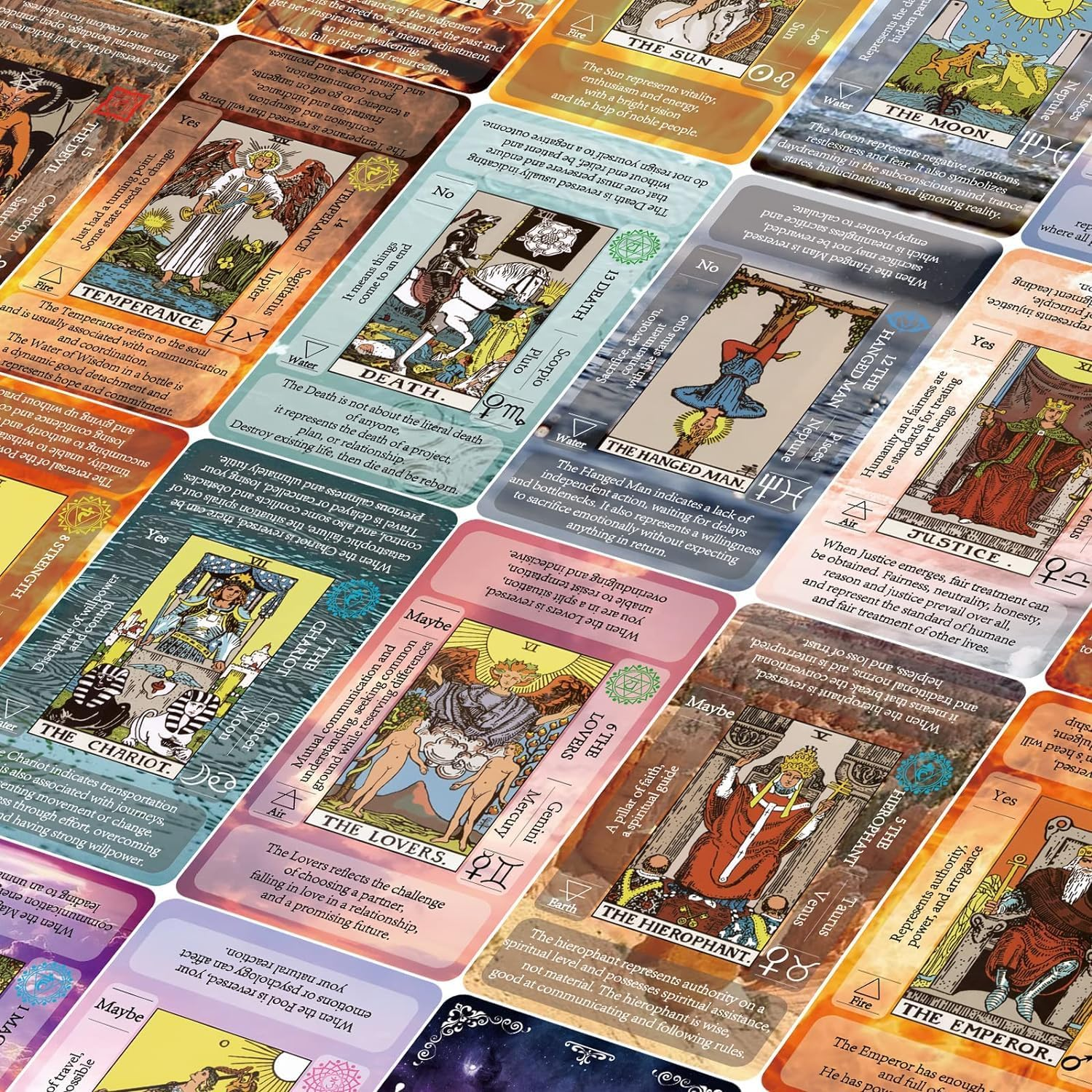 Tarot for Beginners,Tarot Cards Deck with Guide Book,Selected Tarot In-Depth Interpretation Sets with Keywords,Chakras,Planets,Zodiac,Elements,Yes/No, Affirmations. image number 1