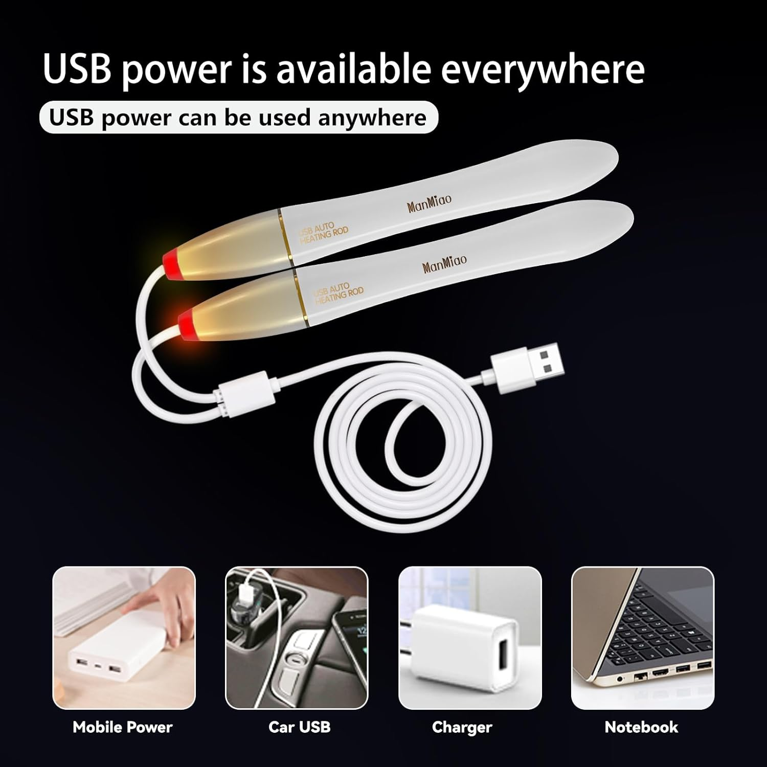 Double Space Heater LED Indicator Heater Warmer Space Heating Pad AUTO 42℃ Control Quickly Heating Portable Carry outside to Heat Tea/Coffee/Water,2 Heater in 1 Cable image number 2