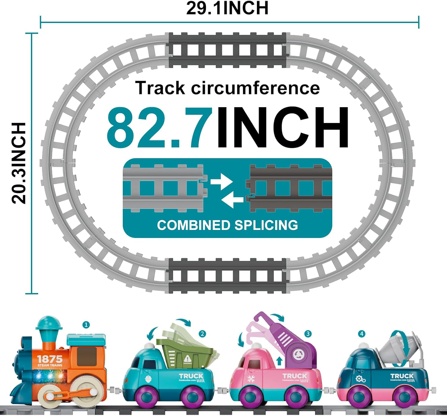 Train Set for Toddlers, Magnetic Train Toys for Toddlers 3+, 4Pcs Trucks Toy Train for Boys and Girls, Birthday Christmas Toy Gifts for 3 4 5 6 7 8 Years Old image number 4