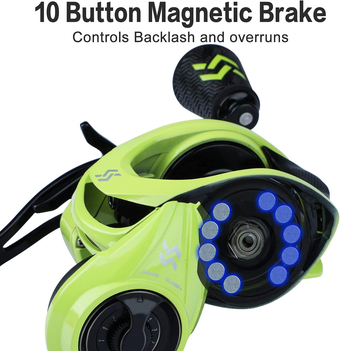 Sougayilang Fishing Baitcasting Reels, 8:1 Gear Ratio Super Smooth Baitcast Reel with Magnetic Braking System, 9 + 1 Ball Bearings Anti-Corrosion Baitcaster Reel image number 6