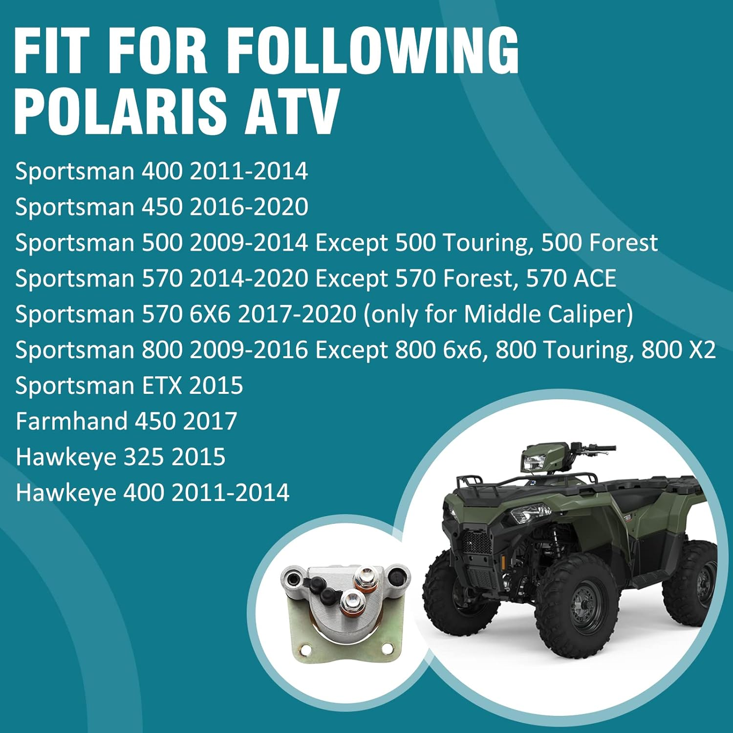 Rear Brake Caliper Assembly for Polaris Sportsman 400 450 500 570 800 Farmhand 450 Hawkeye 325 400,OEM# 1911415 image number 3