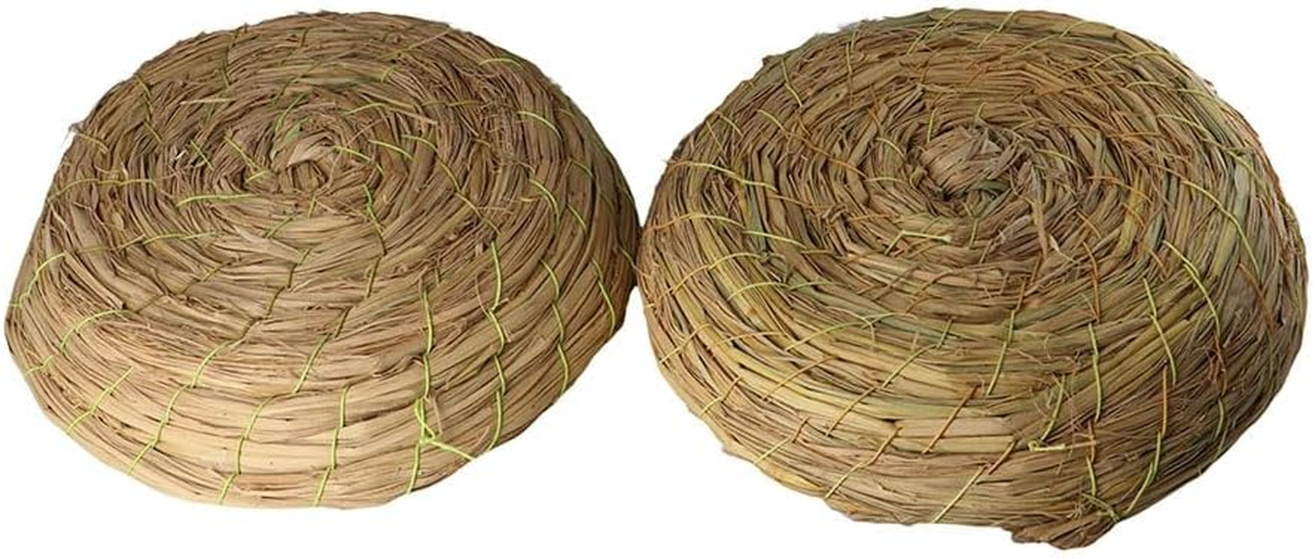 2PCS Handmade Woven Flat Base Straw Bird Nest Parrot Bed Breeding Nest Hatch House Cage for Dove, Pigeon, Parrot, Rabbits, Hamster image number 5