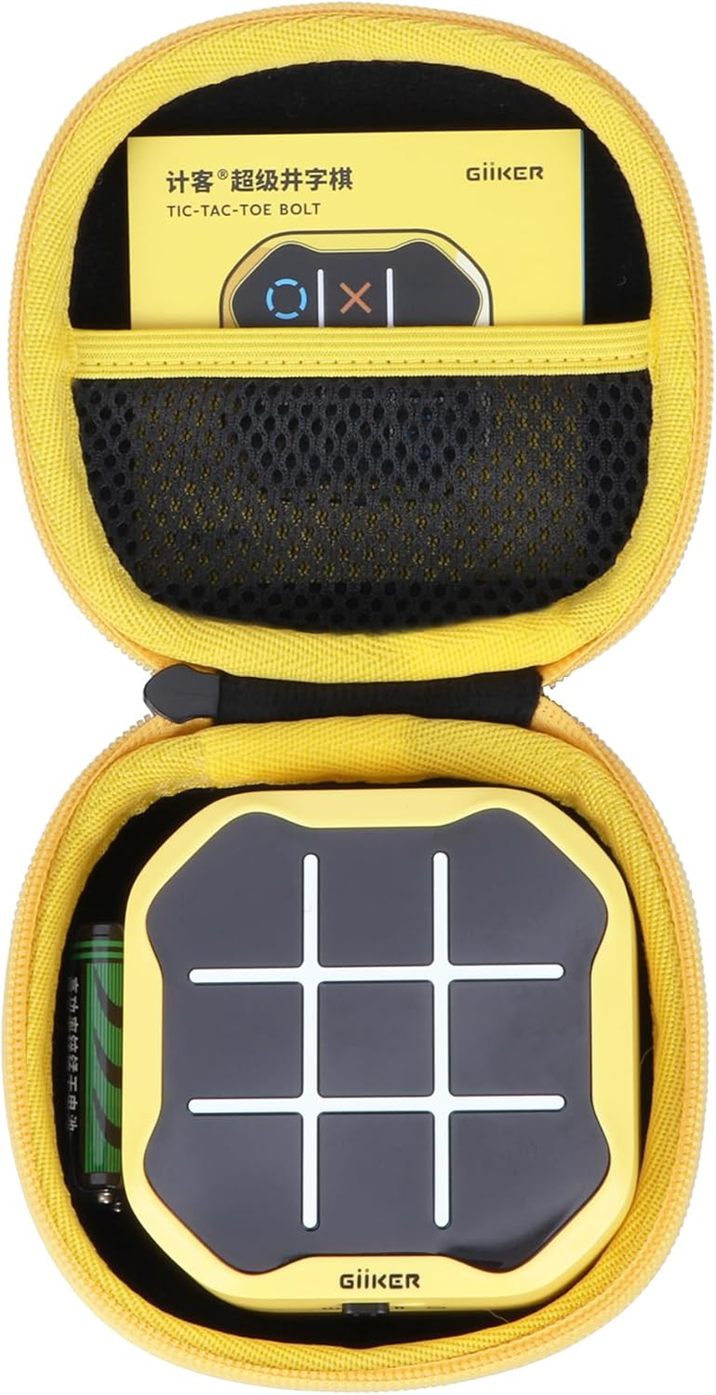Lebakort Hard Case for Giiker Tic Tac Toe Bolt Portable 3-In-1 Puzzle Game Console, Black and Yellow Zip image number 2