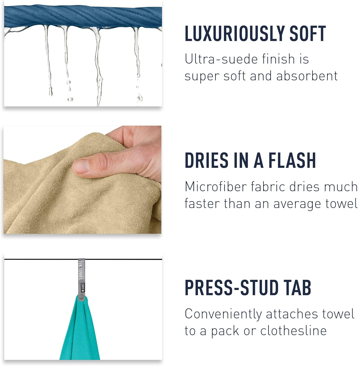 Sea to Summit Tek Towel, Plush Camping and Travel Towel, Large (24 X 48 Inches), Desert Brown