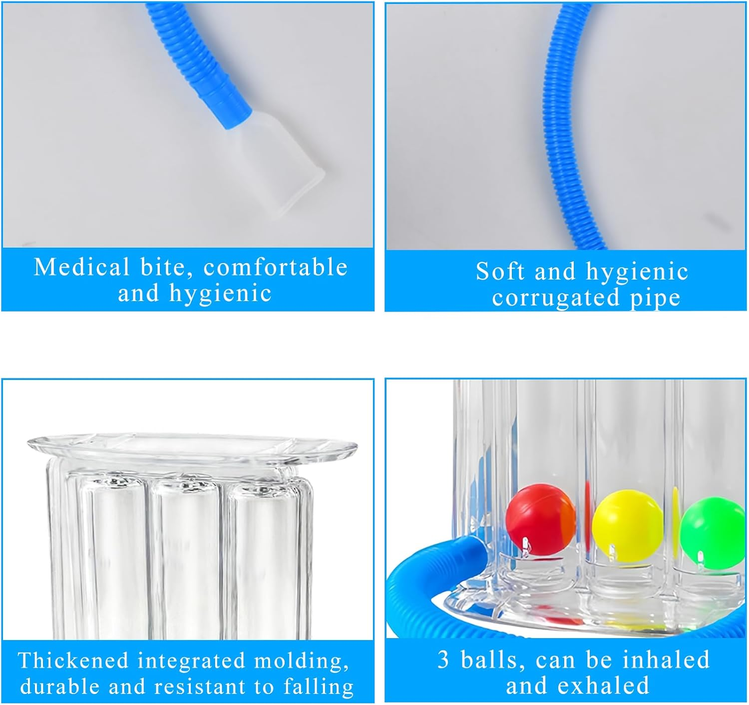 Deep Breathing Lung Exerciser, 3 Ball Incentive Spirometer, Washable and Hygienic Respiratory Exerciser, Breath Measurement System with Handle image number 1