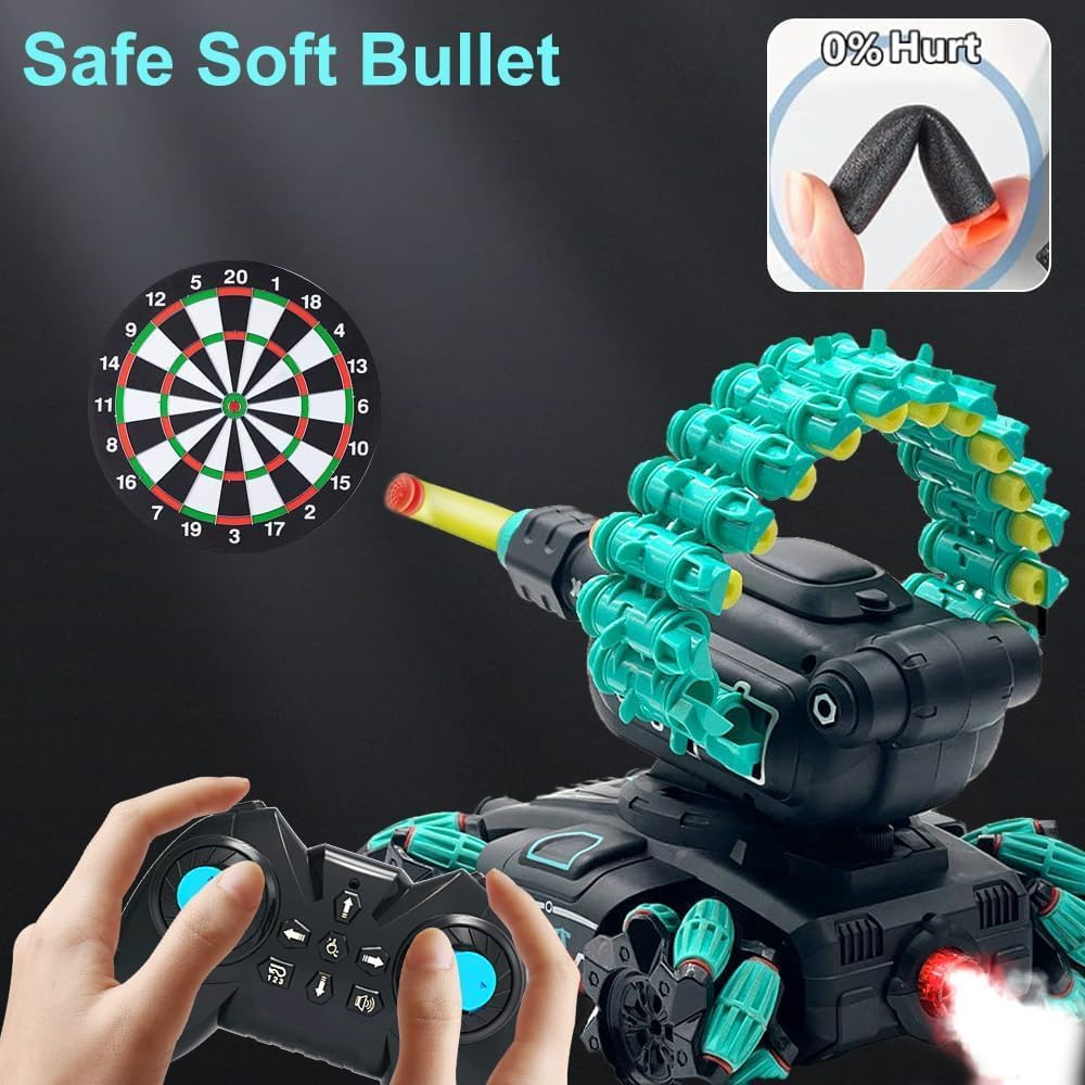 B-Qtech RC Tank Remote Control Tank for Kids Toys 6 8-12 Boys, 2.4Ghz Gesture Sensing RC Stunt Cars Toys with Foam Darts Shooting Bullet, RC Drift Car with Spray, Music & Light, Gifts for Boys Adults image number 5