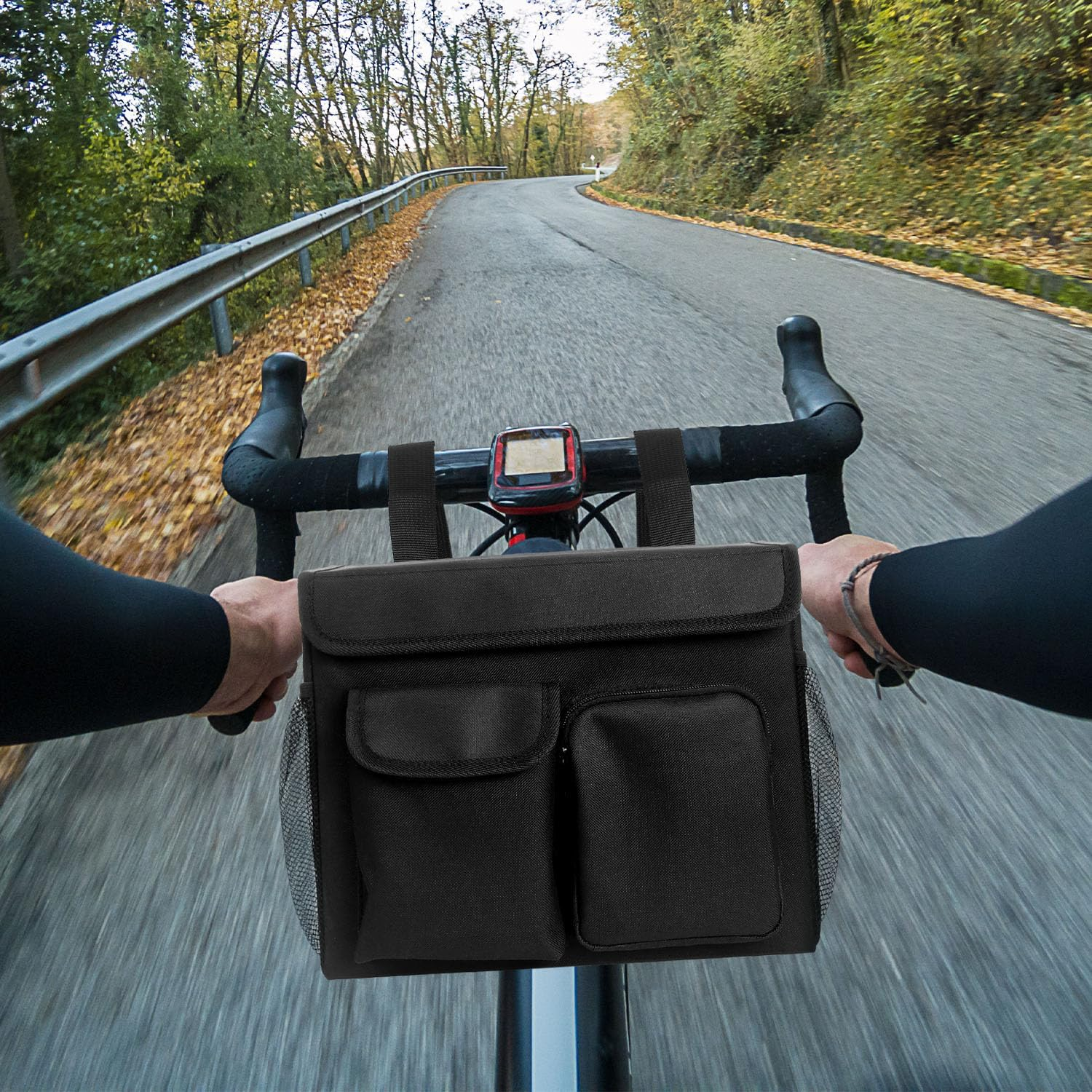 Electric Scooter Basket - Convenient Mobility Scooter Bag with 14-In Laptop Pocket and Cup Holders, Easy Installation for Bike, Mobility Scooter Accessories for Adults image number 5