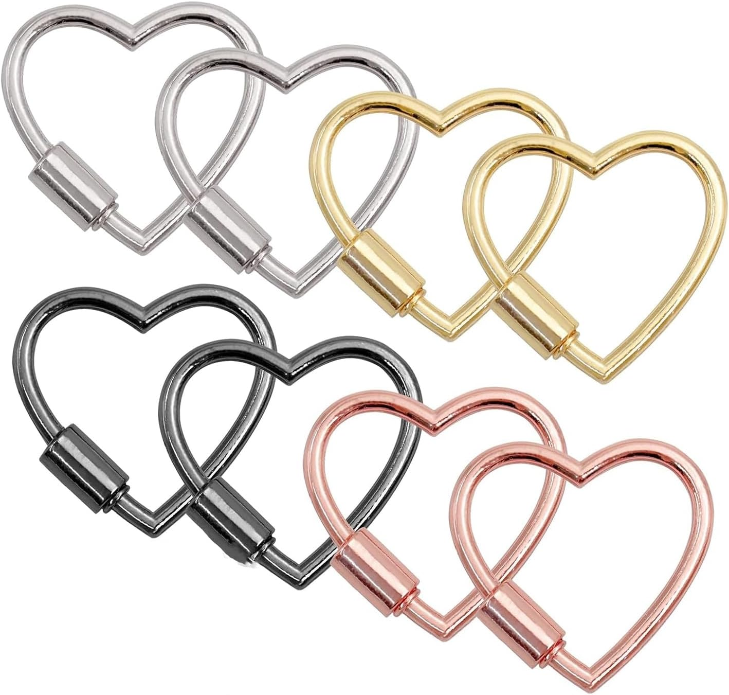 Taicols Heart Shaped Key Ring, 8 Pcs Heart Carabiner Clip, Cute Carabiner Keychain, Small Spring Snap Hooks, Mini Metal Heart Buckle, Carabiners Hiking Clips, Heart Shape Keychain Clip, Climbing Clips image number 4