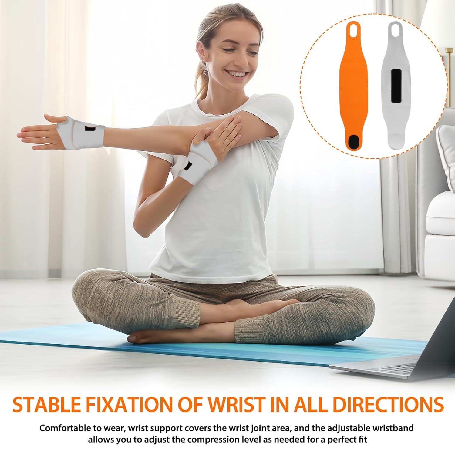 2 Pcs Wrist Support Brace, Lightweight Breathable Adjustable Wrist Support Brace, Relieves Carpal Tunnel Syndrome and Sore, Carpal Tunnel for Full Time Mother Keyboard Player Tennis(Gray) image number 1