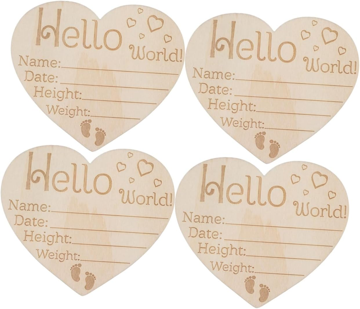 Yardenfun 4Pcs Wooden Name Sign Birth Announcement Milestone Disc for Newborn Photography Props Unique Growth Memory Signs for Special Moments image number 3