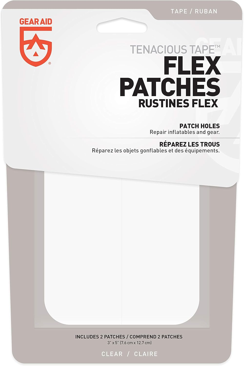Gear Aid Tenacious Tape Flex Patches for Vinyl and Fabric Repair, Clear, Two 3" X 5" Patches image number 2