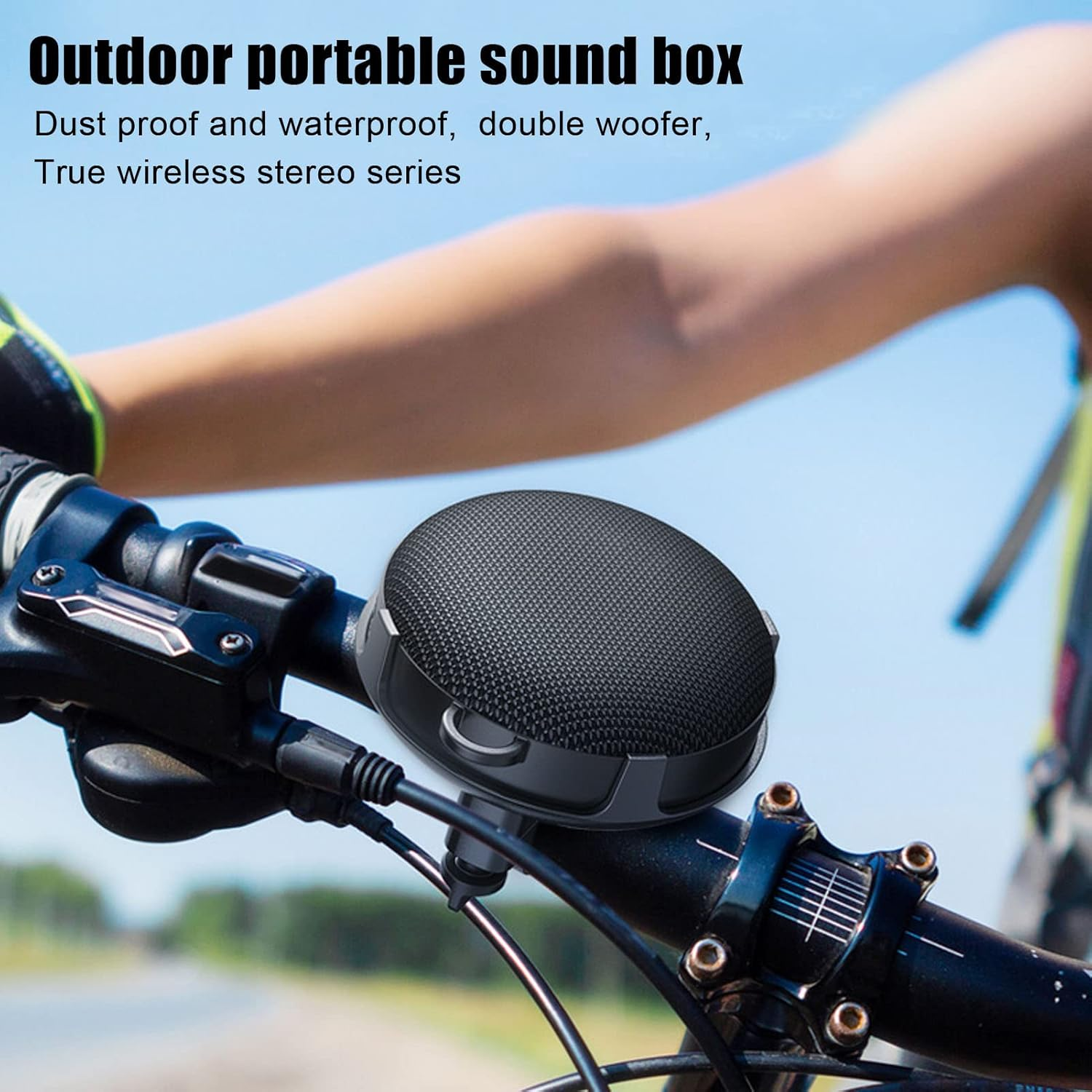 Jectse Bike Speaker, IP67 Waterproof Portable Speaker with Cycling Mount, Dual Pairing Wireless Bluetooth Speaker, 8W Surround Sound, Sporty Style for Outdoor Activities (Black) image number 4