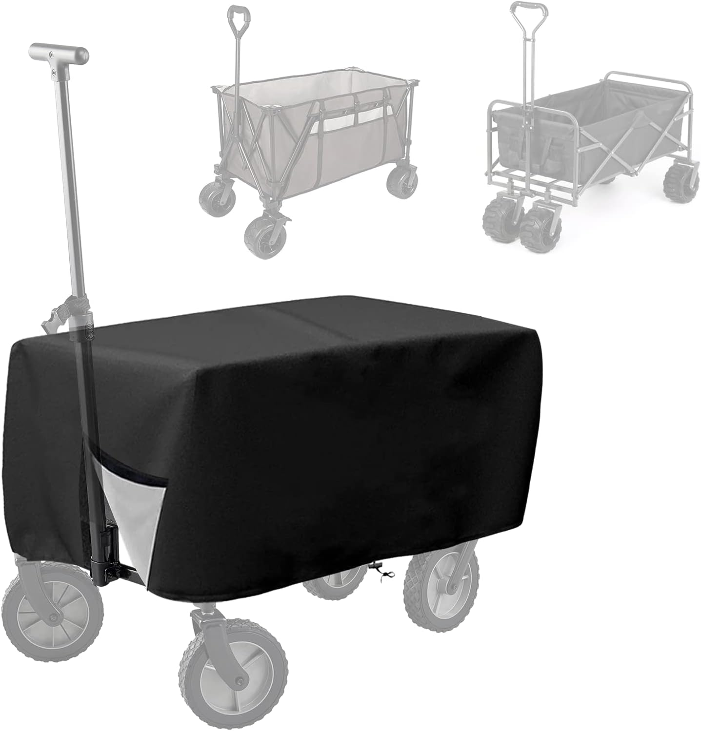 Outdoor Folding Wagon Cover 600D Oxford Cloth Protective Cover Waterproof Garden Wagon Cart Cover Heavy-Duty Dustproof Cover for Collapsible Wagon Carts (600D) image number 2