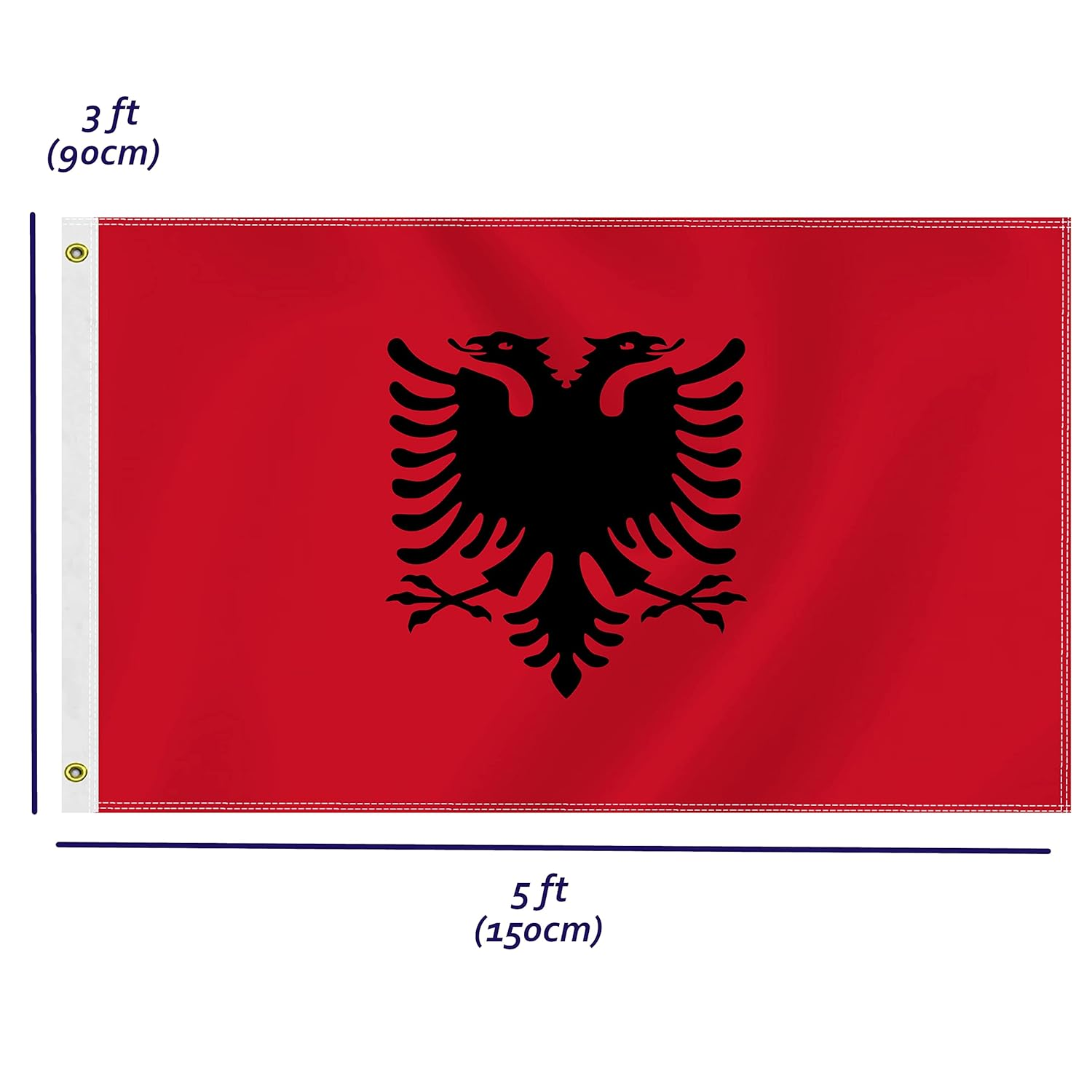 Large 3&times;5 FT Albania Flag, Big 75D Albanian National Outdoor Banner,Decorgarden with Brass Gromment image number 1