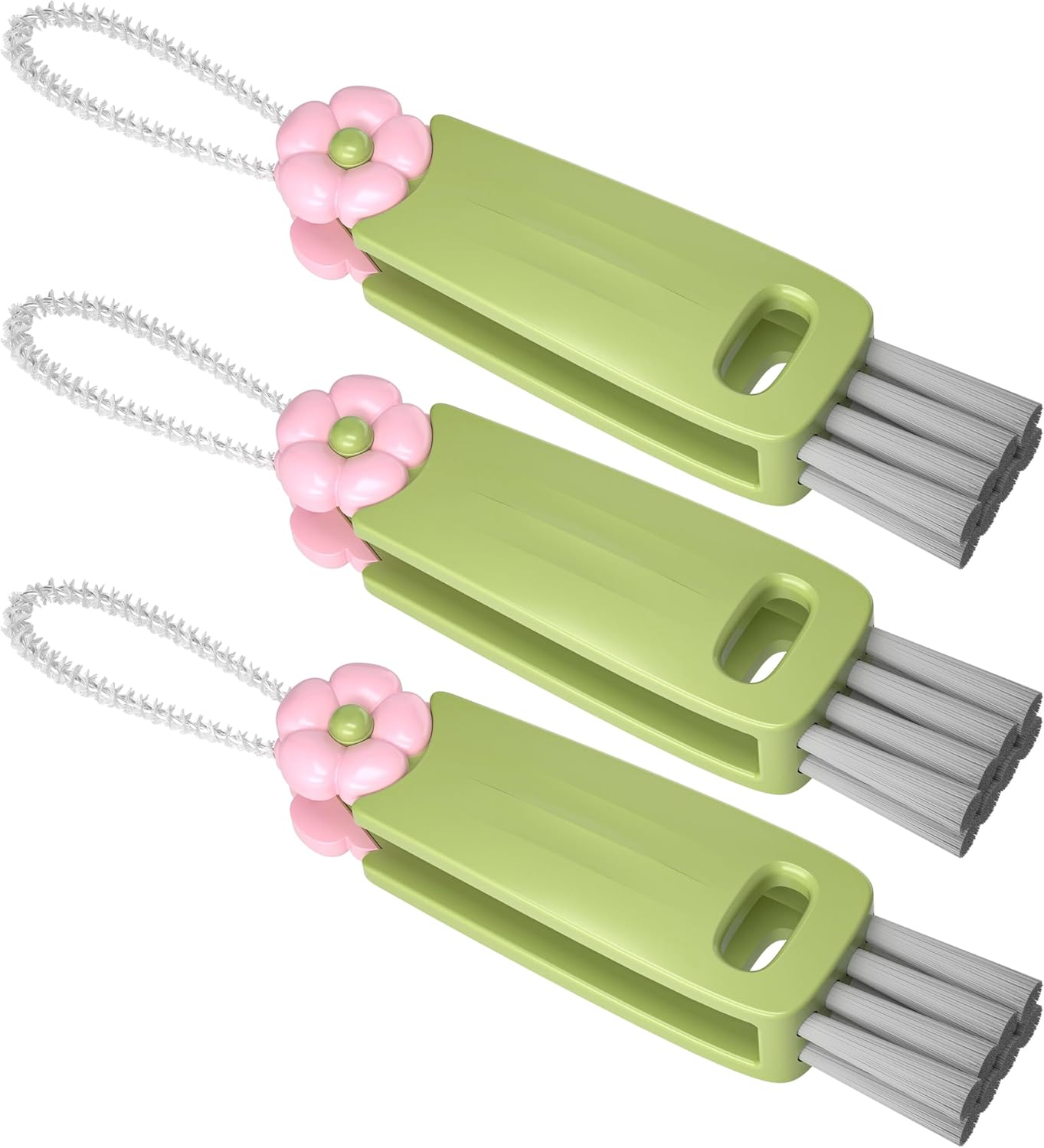 3 in 1 Cup Lid Cleaning Brush, Multifunction Crevice Cleaning Brush, Home Kitchen Crevice Cleaning Tools Flowers Blue