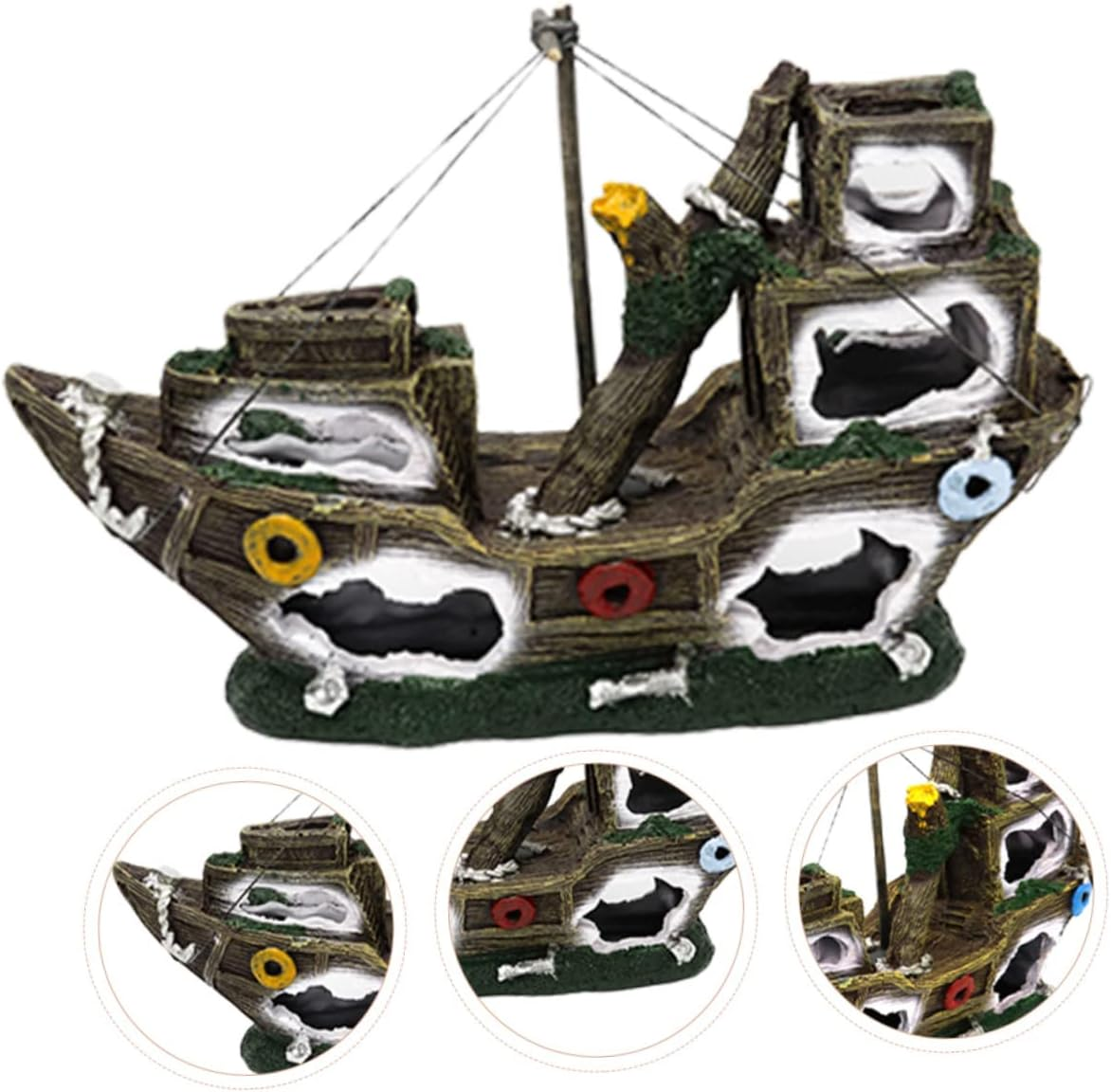 POPETPOP Resin Aquarium Shipwreck Ornament Fish Tank Decoration Lightweight Home Aquarium Landscape Resin Shipwreck for Fish Tank