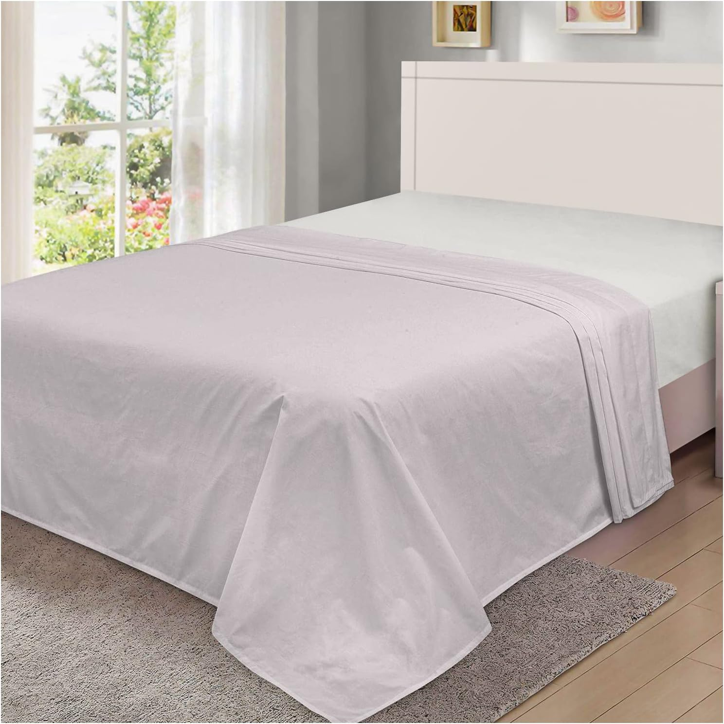 GC GAVENO CAVAILIA Premium Single Flat Sheet- Non Iron Luxury Bedding- Polycotton Easy Care Bed Sheet- Super Soft Bedding Linen Set