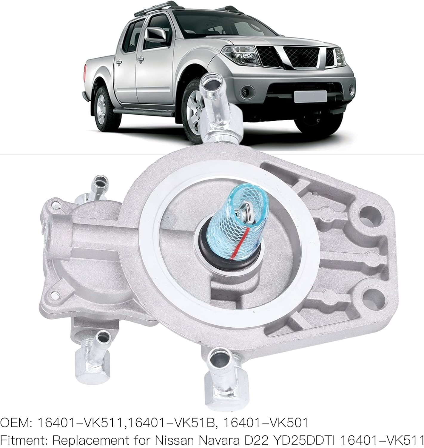 Fuel Filter Mounting Base Primer Pump, Hand Priming Pump Mounting Base 16401‑VK511 Replacement for Navara D22 YD25DDTI