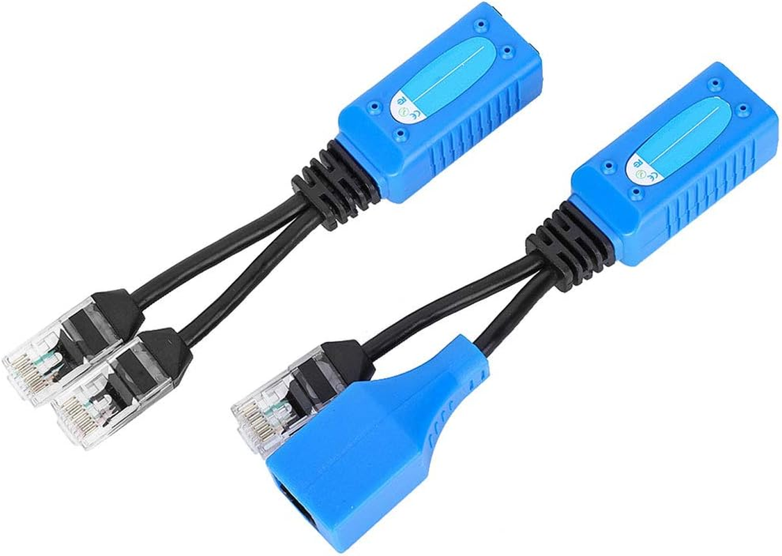 2Pcs Splitter RJ45 Combiner POE Adapter Connectors Power Cable Kit Works with IP Security Cameras, Wireless Access Points image number 1