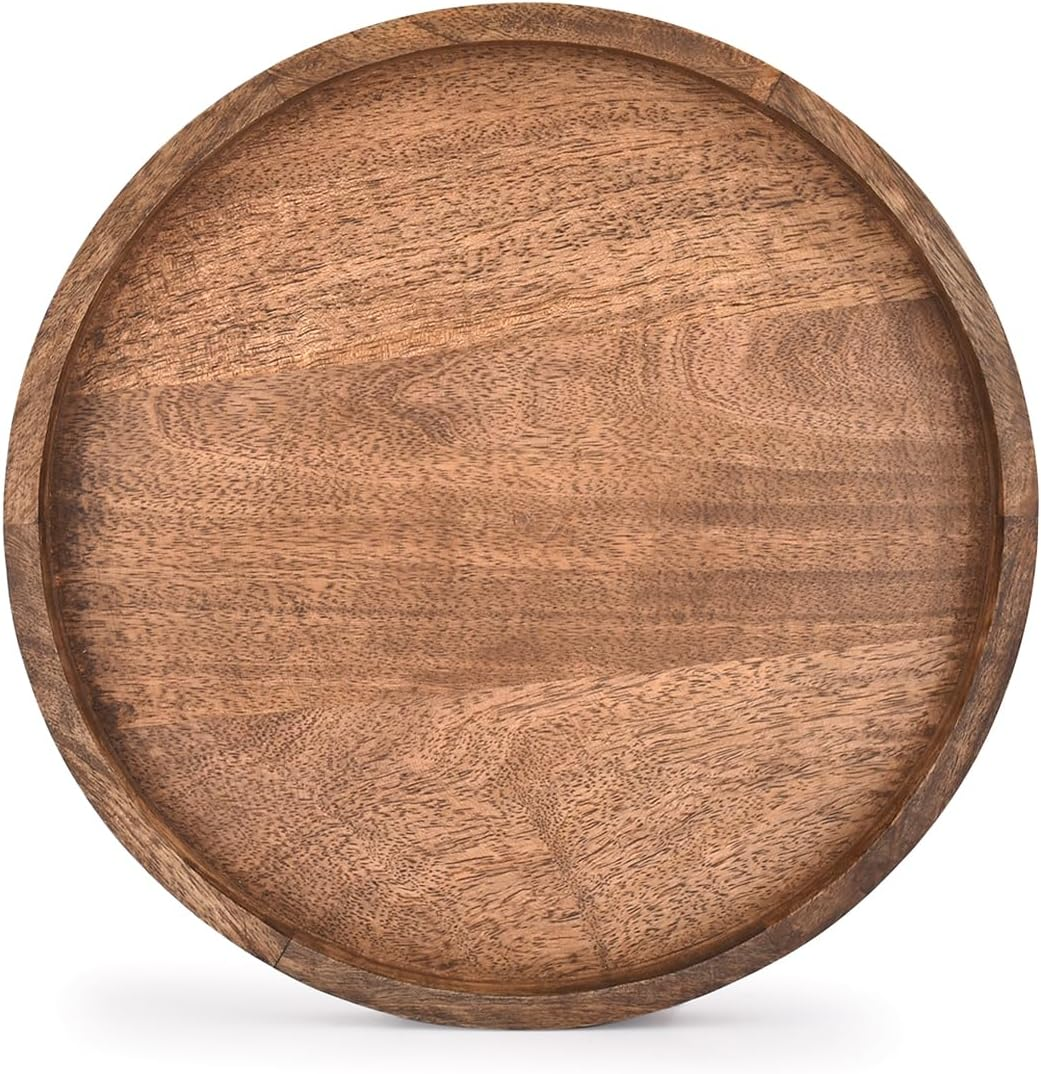 EDHAS round Wooden Decorative Candle Holder Tray for Coffee Table Centerpieces Modern Farmhouse Home Decorations (12" X 12" X 1") image number 4