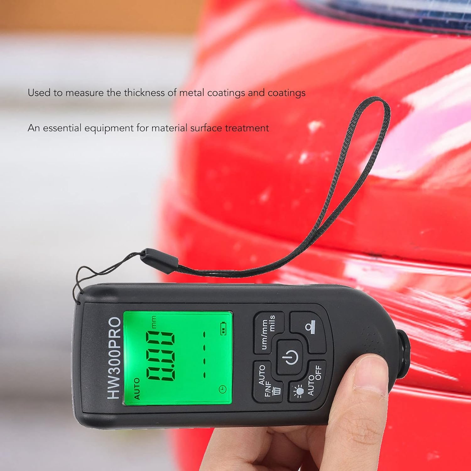 Paint Thickness Gauge, Digital Meter for Automotive Coating Thickness Tester with Automatic Shutdown Function, 1Um Resolution, FE and NFE Measuring, for Used Car Buyers image number 1