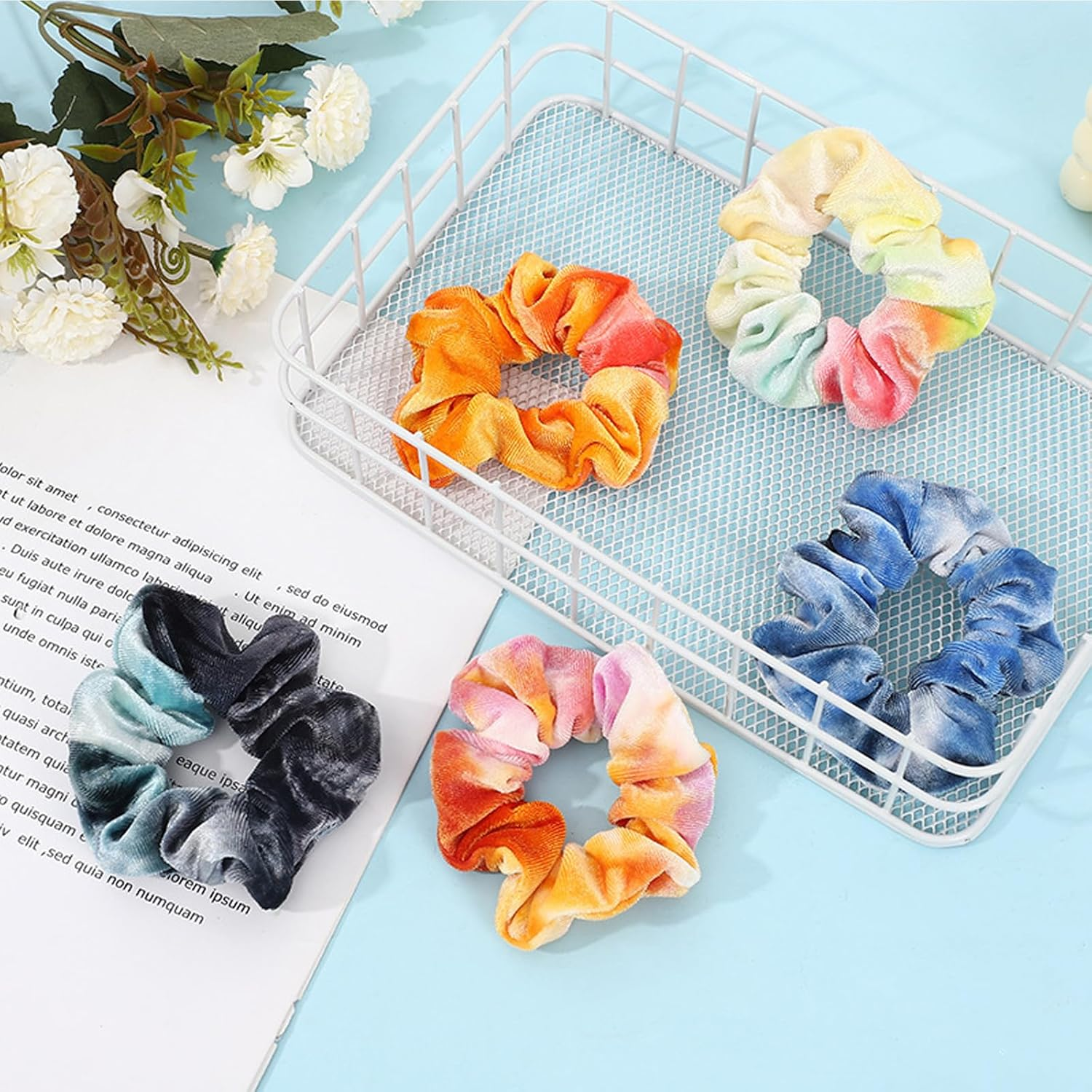 MUFEKUM Pack of 15 Women'S Tie Dye Scrunchies Velvet Hair Bobbles Women'S Hair Bands Girls Soft Elastic Cable Bobbles Hair Accessories Girls image number 3