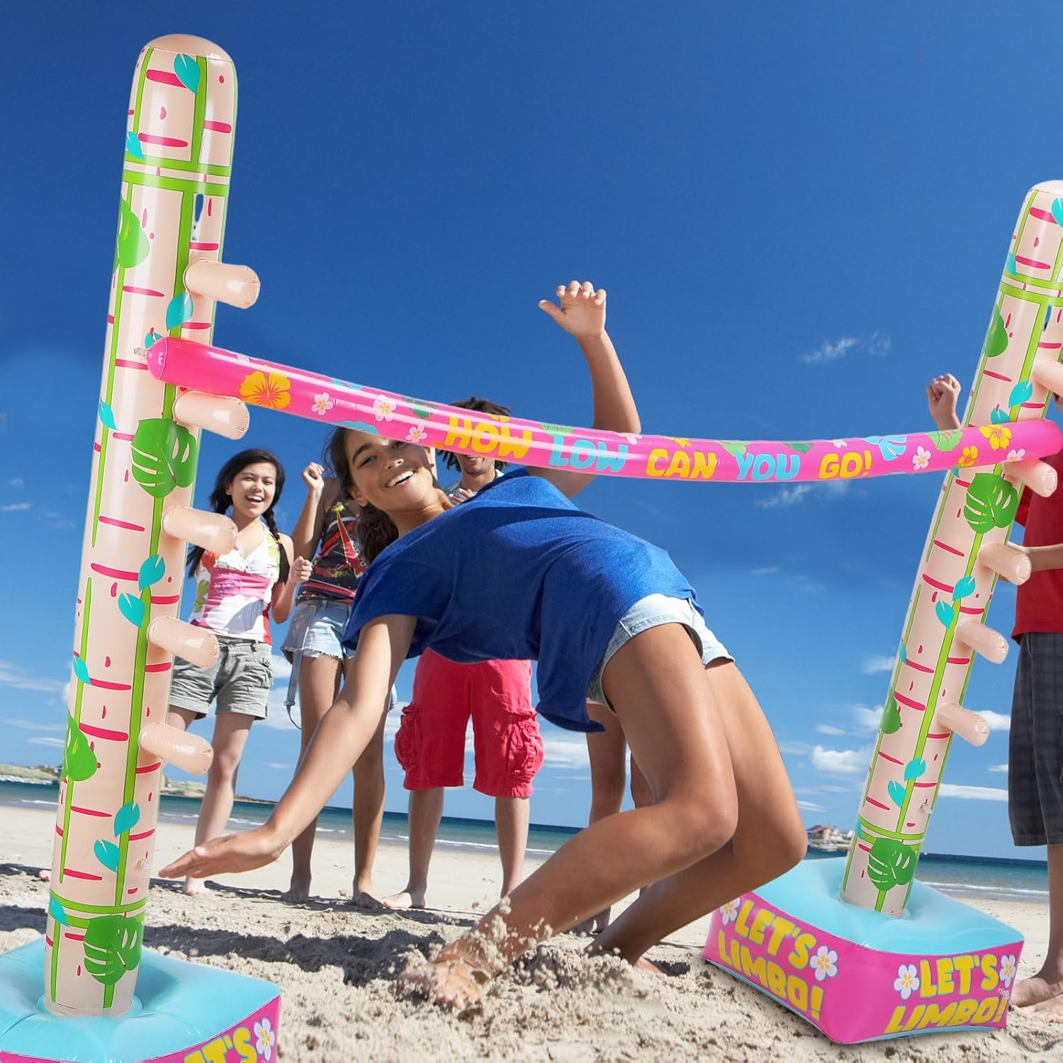 Summer Inflatable Limbo Game Palm Leaf Party Game for Boys Girls and Adults Fun Tropical Inflatable Decoration for Indoor Outdoor Picnic Beach Pool Family Luau Backyard image number 2