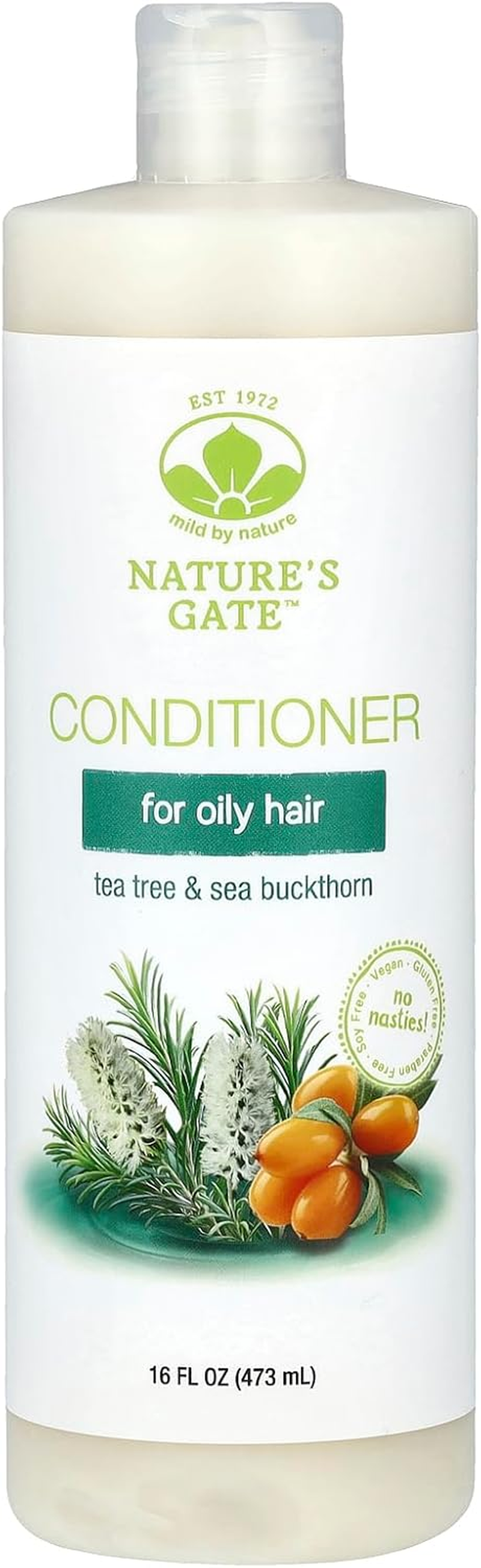 Mild by Nature (Nature'S Gate), Tea Tree & Sea Buckthorn Conditioner for Oily Hair, 16 Fl Oz (473 Ml) image number 1