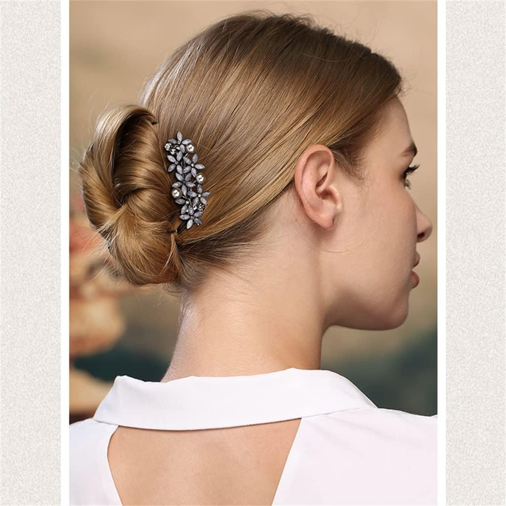 Alligator Clip,Headdress,Hair Clamp,Hairpins,Hairpin Rhinestone Pearl Clip Headdress behind the Head Mother Word Clip Horizontal Clip Spring Clip (Color : B, Size : 6.5 * 2.8Cm) image number 4