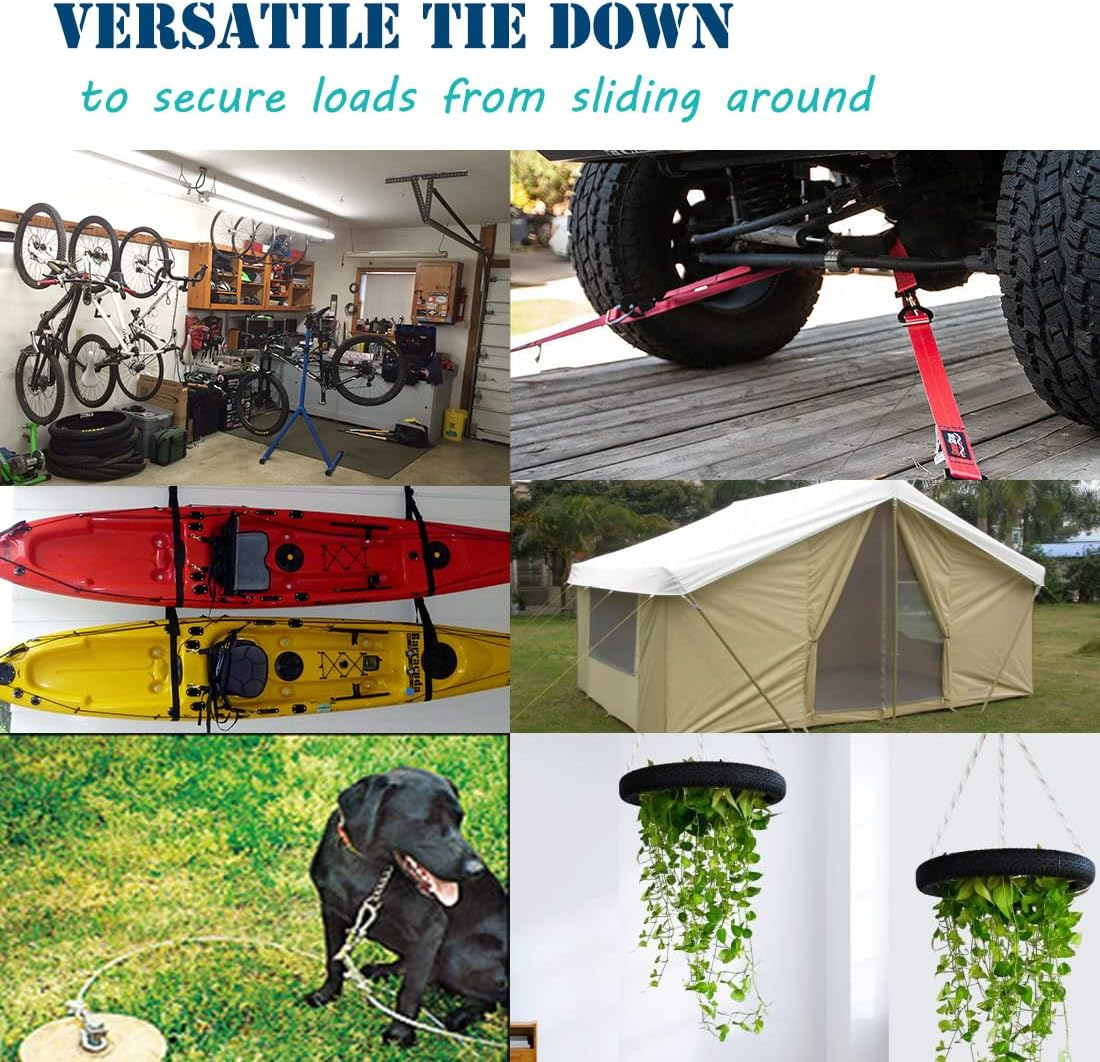 12X D-Ring Tie down Anchor, 1/4'' Stainless Steel Cargo Tie down Rings, Car Trailer Tie Downs for Truck Bed Tie down Hooks, Car Tie Downs Heavy Duty Tie-Down Anchors Kayak Canoe Boat Bike Tie Downs