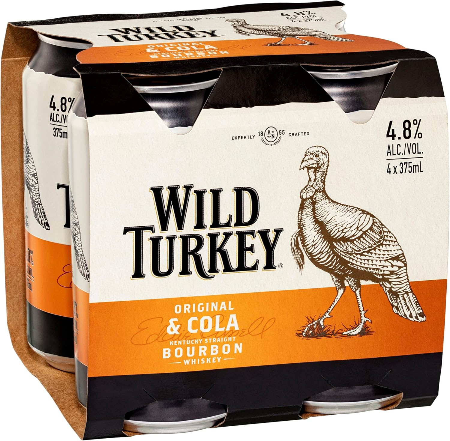 Wild Turkey Bourbon & Cola Cans (4.8%) 4 Pack 375Ml image number 1