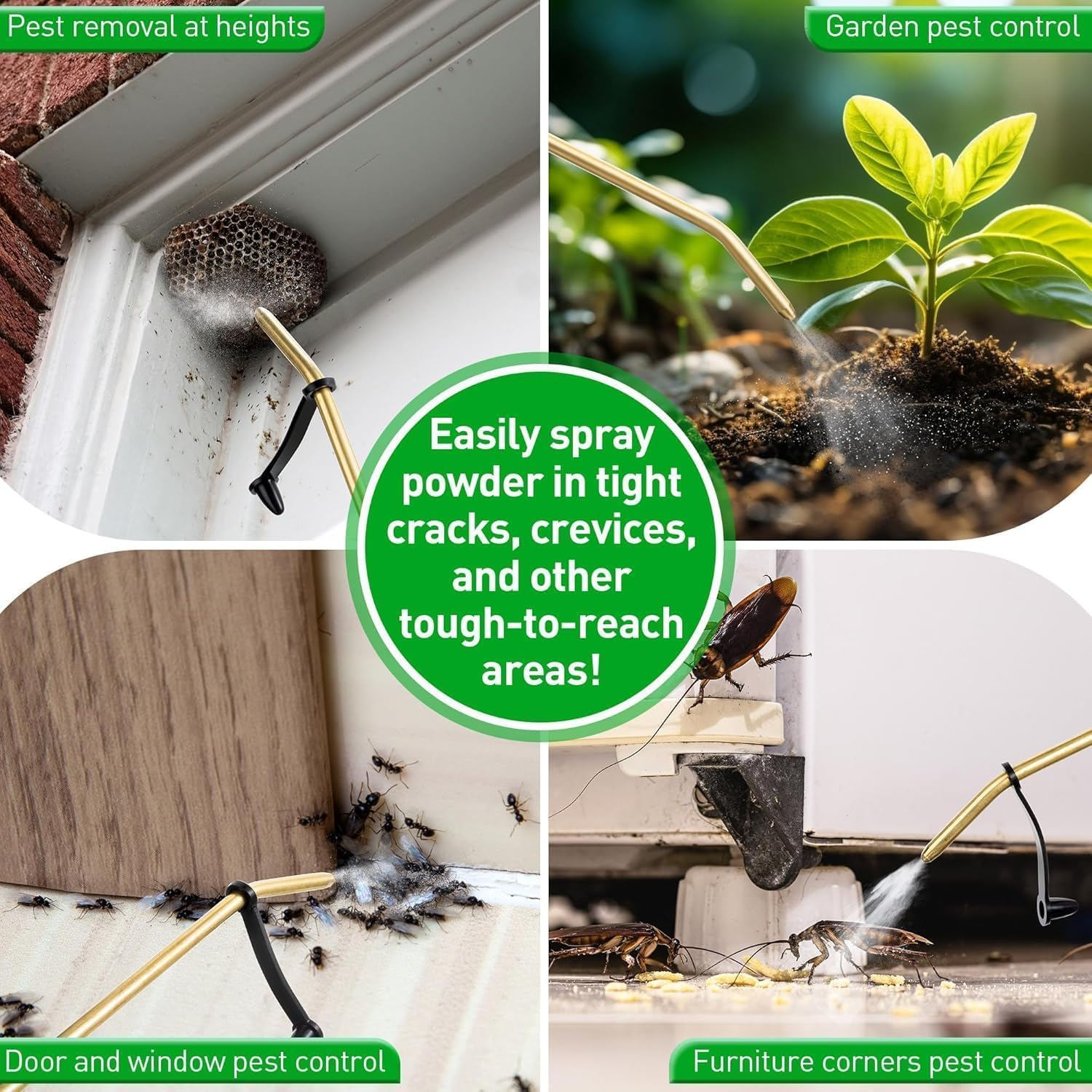 Diatomaceous Earth Powder Duster with Long Metal Tube, Bulb Duster Sprayer for Organic Gardening, Indoor Outdoor Plant Care & Home Pest Control, Powder Applicator Dispenser for Agricultural Use image number 5