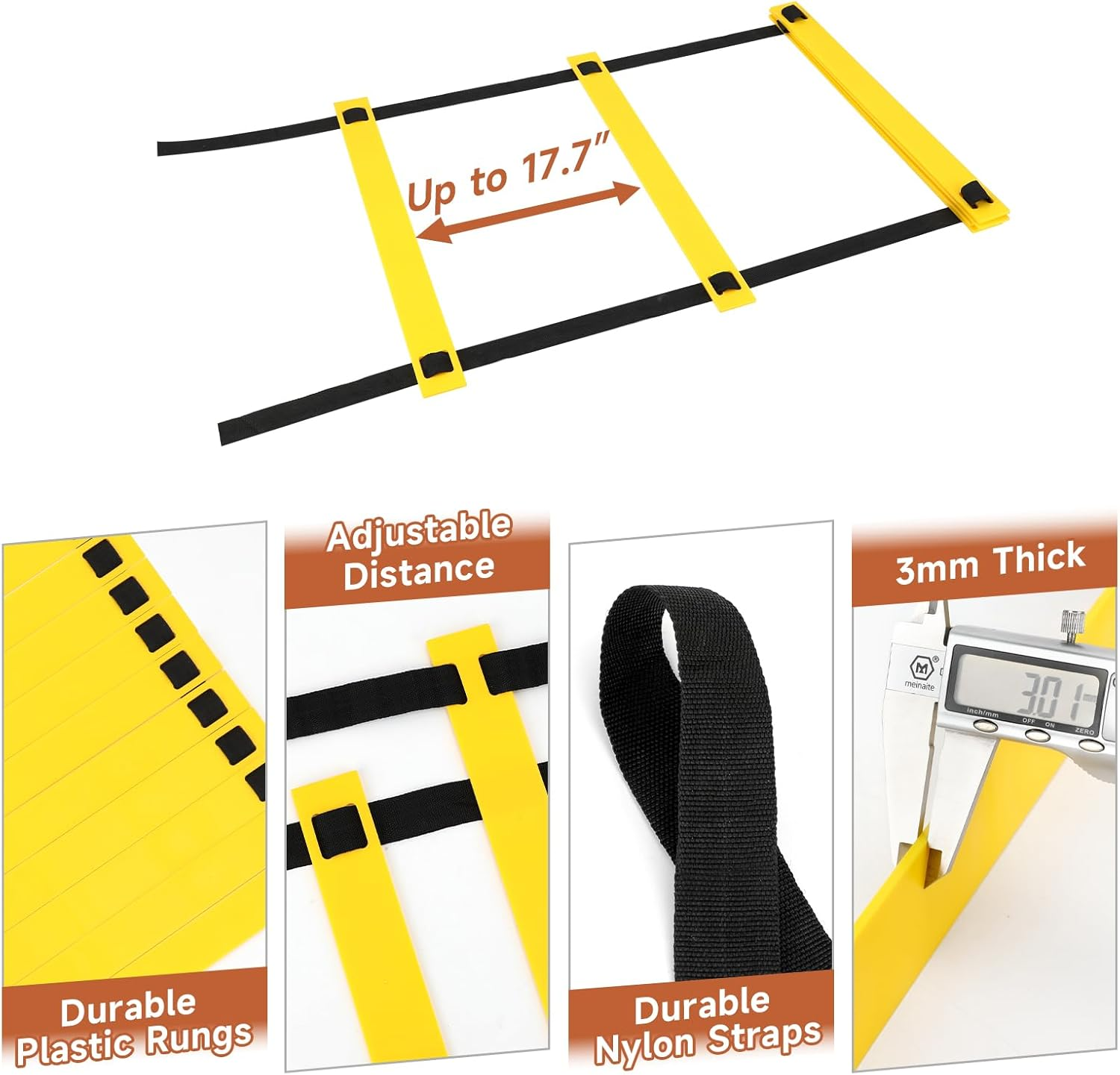 Agility Ladder 10/12 Rung Adjustable Speed Ladder, Speed Training Ladder Drill, Sports Workout Equipment for Football Soccer Footwork Exercise with Carrying Bag image number 1