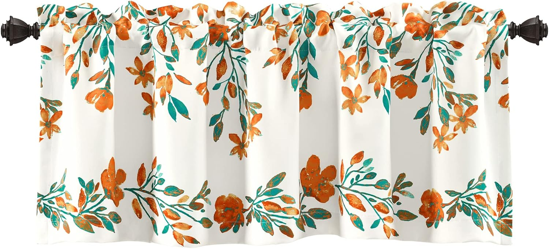Lush Decor Tanisha Room Darkening Window Curtain Valance, 18" L X 52" W, Tangerine & Turquoise - Navy  White image number 2