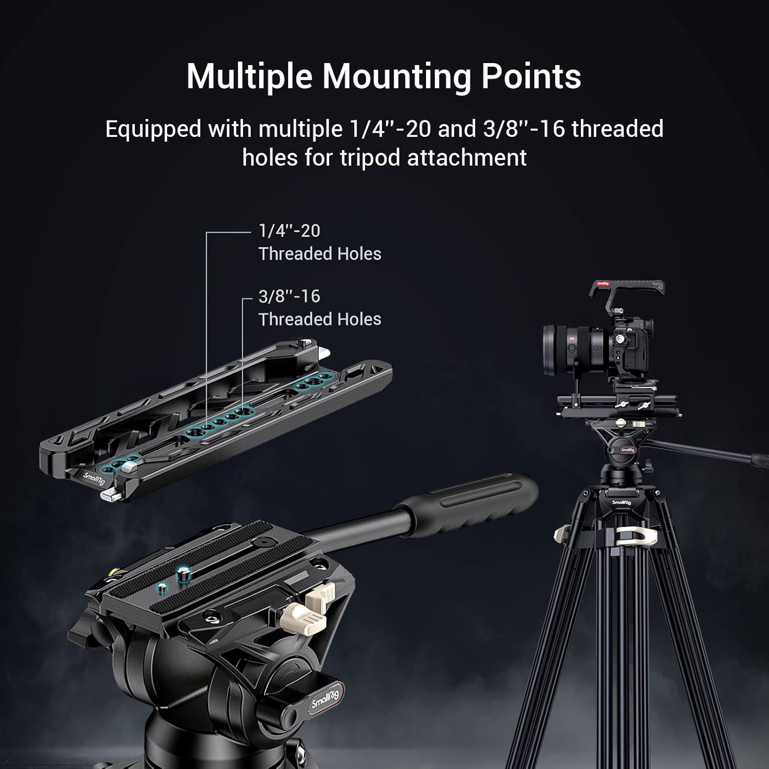 Smallrig 8'' Lightweight Dovetail Plate for ARRI with Maximum Load 20Kg, Dovetail Plate with Safety Design for Attaching Kit, Baseplate, Cheese Plate or Vehicle- 3770 image number 2