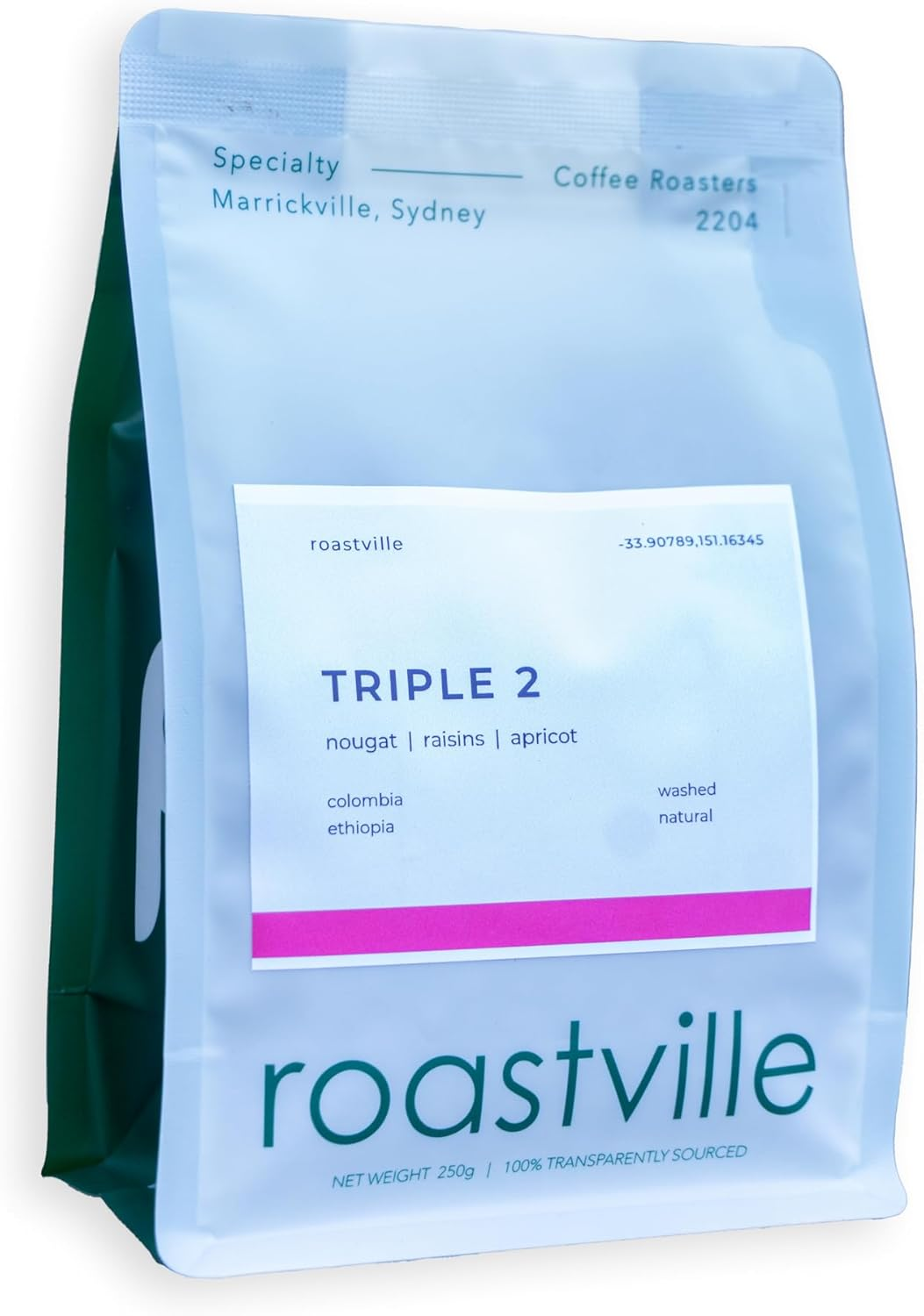 Roastville, Freshly Roasted Triple 2 Medium Roast Espresso Coffee Beans, Aromatic Notes of Nougat, Raisins & Apricot - Ideal for Espresso Coffee Machines &ndash; Premium Quality Colombian & Ethiopian Blend &ndash; 250G image number 1