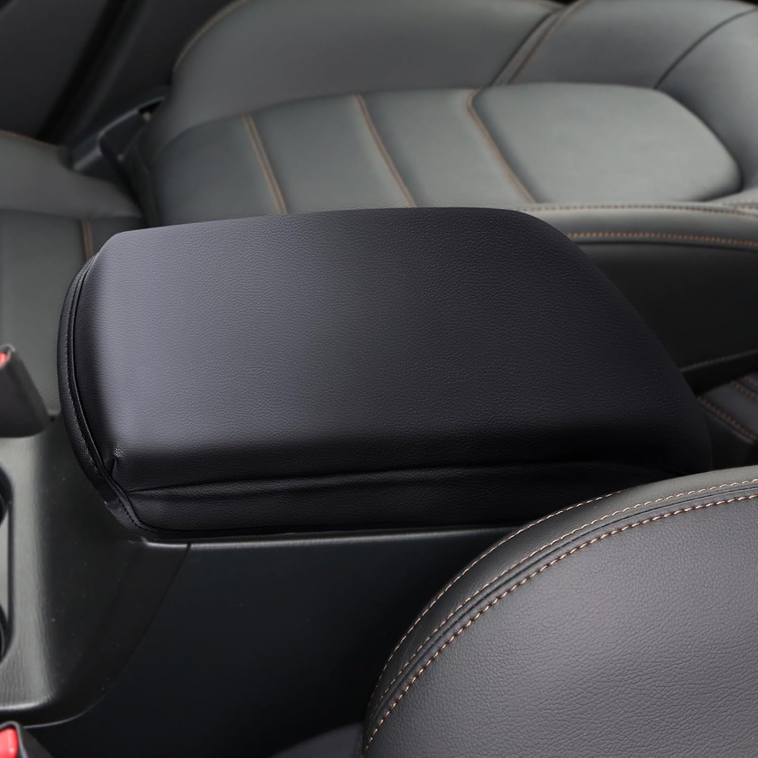 Auprite Center Console Cover for Mazda CX5 2018-2023 2024, Auto Center Console Cover Pad PU Leather Car Armrest Seat Box Cover Protector for Mazda CX5 Accessories (Black with Cushion Flat)