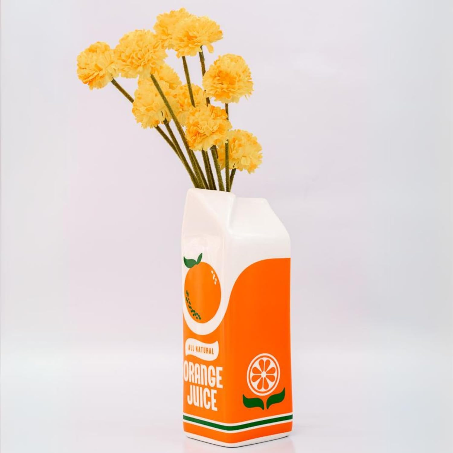 Ban.Do Vintage Inspired Rise and Shine Decorative Ceramic Vase, Unique Home/Kitchen/Office Accent, Orange Juice