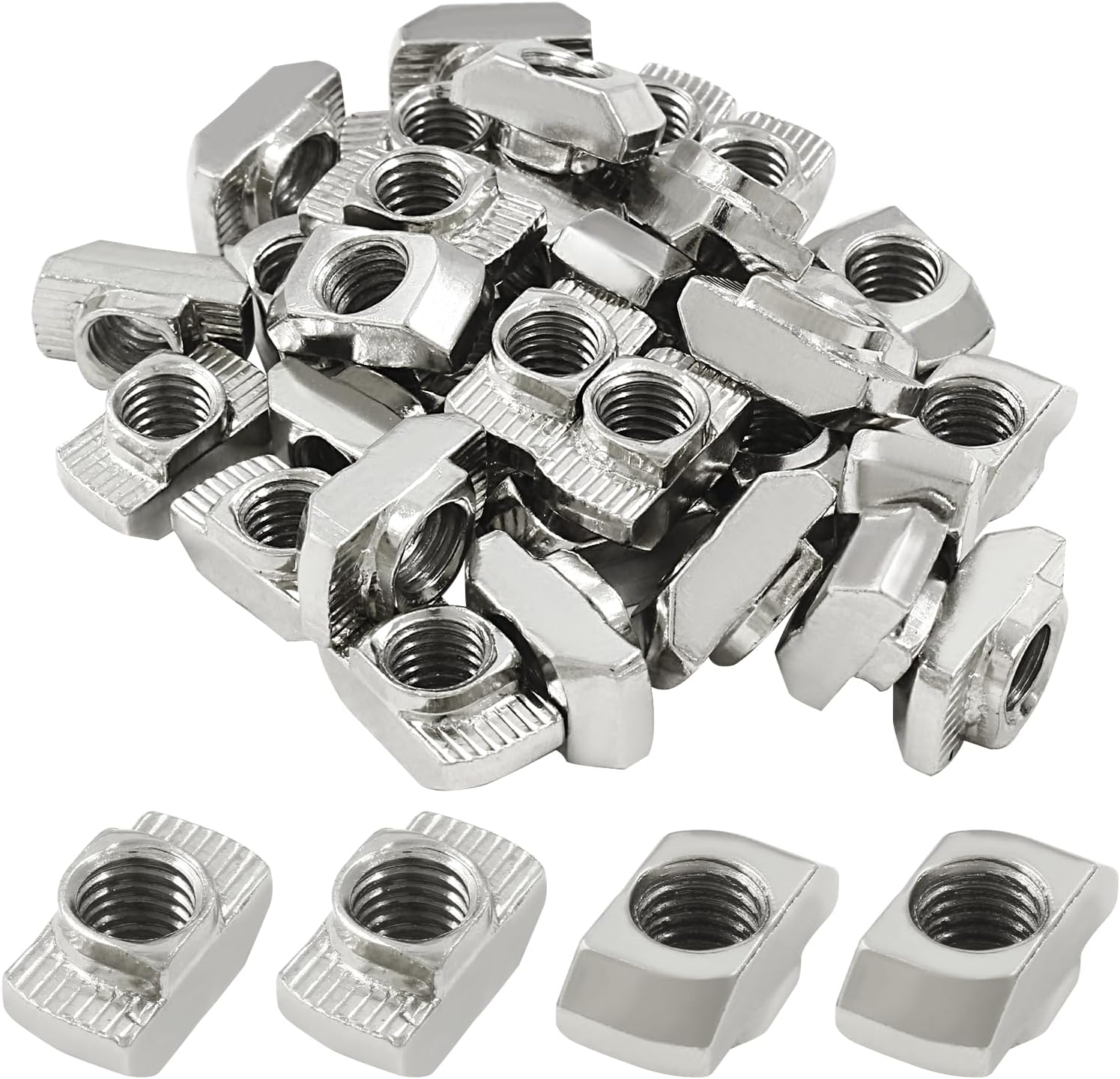 Zorveiio 50Pcs 4545 Series T Nuts Carbon Steel,M8 T Slot Nut Hammer Head Fastener Nut Assortment for Aluminum Profile image number 5
