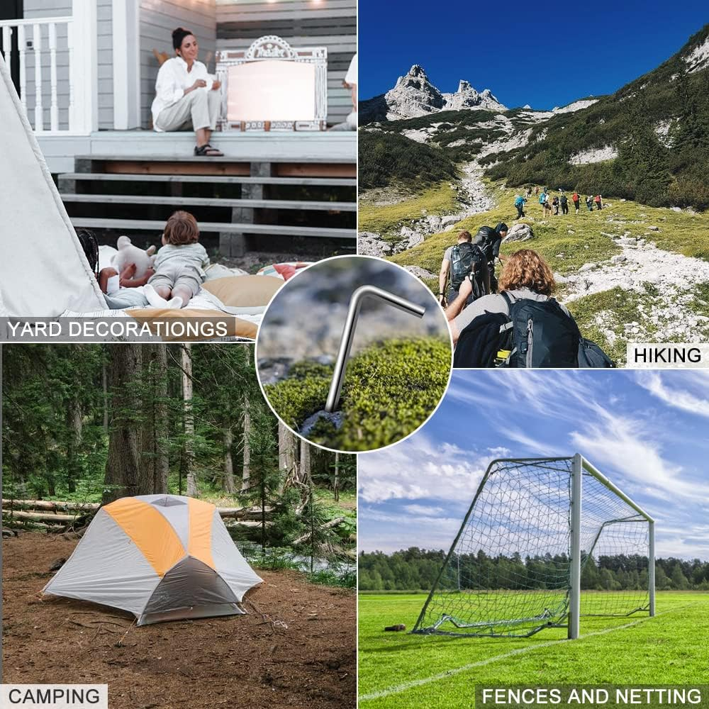 Tent Pegs 10Pcs 18Cm Metal Heavy Duty Tent Hooks Camping Pegs Steel Tent Ground Pegs for Tarpaulin Football Net Marquees Hiking Traveling Beach and Outdoor image number 3