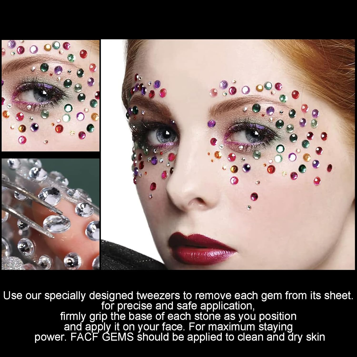 Rylaxzon Face Gems and Pearl Stickers for Makeup &ndash; Self Adhesive Rhinestone Stickers& Gem Stickers for Face, Eyes, Nails, Hair, Body Art, Festival, Crafts image number 2