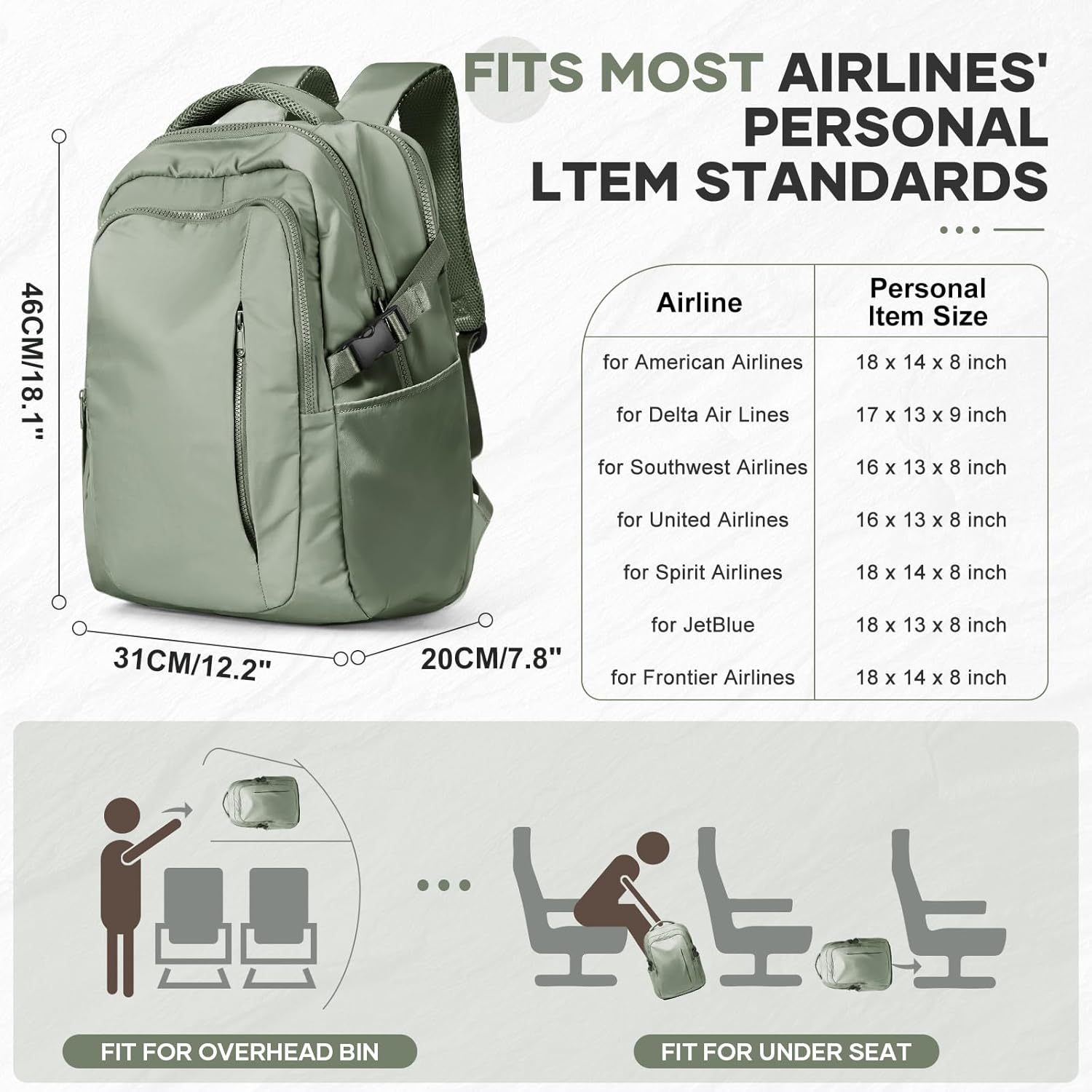 Suwasp Travel Backpack for Women Airline Approved Carry On，Large Laptop Backpack for Men,Flight Approved Luggage Backpack