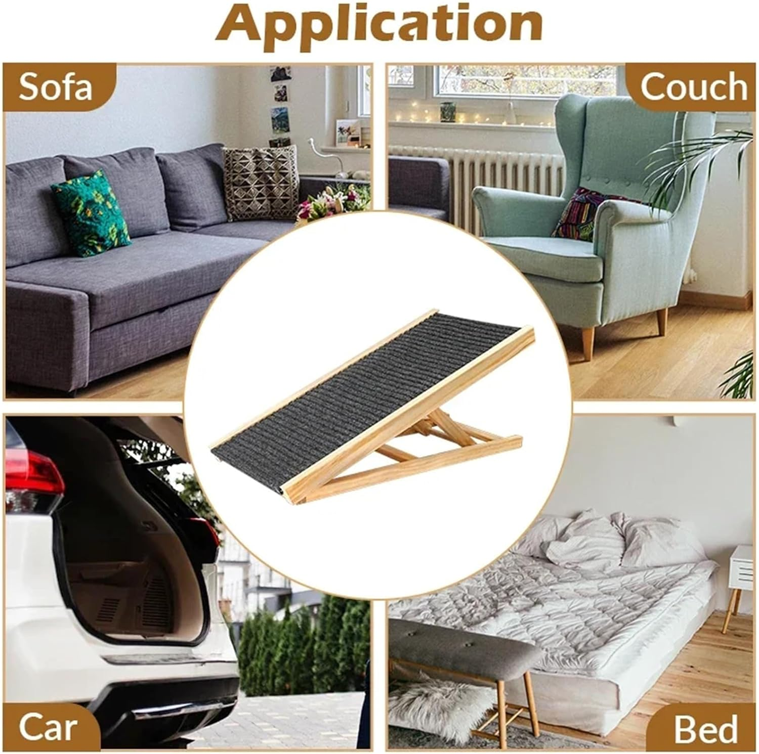 Dog Ramp for Bed, Pet Stairs Ramp, Dog Stairs for Car with Non-Slip Rug Surface, Portable Dog Steps for Medium & Large Dogs Get into a Car, Support up to 88 Lbs image number 3