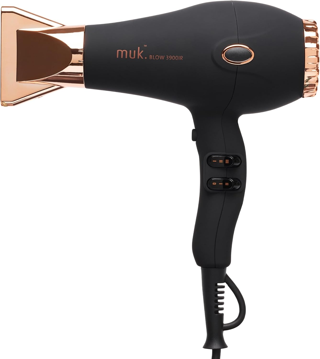 MUK. Professional Blow Dryer 3900 IR 2300 Watt - Lightweight Travel Hair Dryer for Gentle, Quick Styling. Hair Dryer with Ionic Generator for Shine & Protection. 3M Swivel Cord, Rose Gold