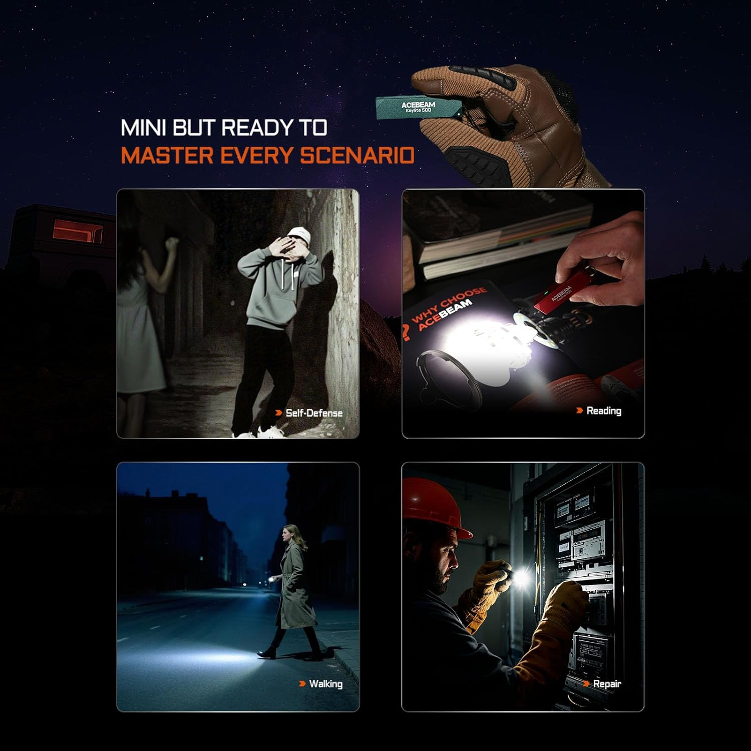 ACEBEAM Keylite 500 Ultra Powerful Rechargeable Ultra-Compact Flat Pocket LED Keychain Torch for EDC with Dual LED, 6 Modes, Small Mini Flashlight for Home, Teal image number 2